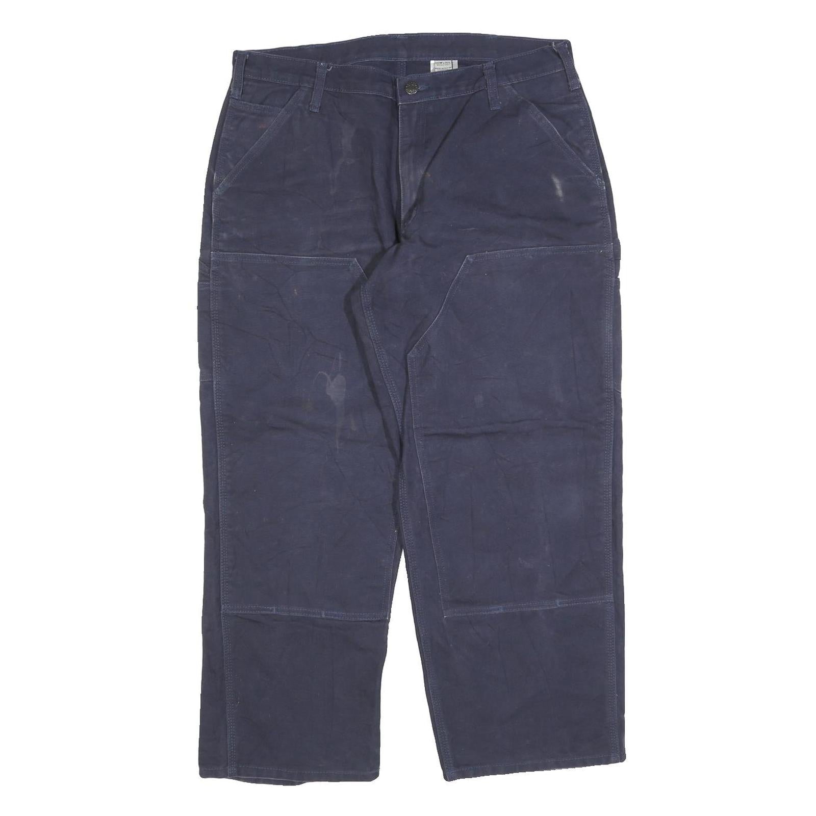 Mens Relaxed Navy Blue Jeans Cotton Blend Zip W36 L30 Workwear Pockets Refurbished - N/A refurbished available on Cerqular