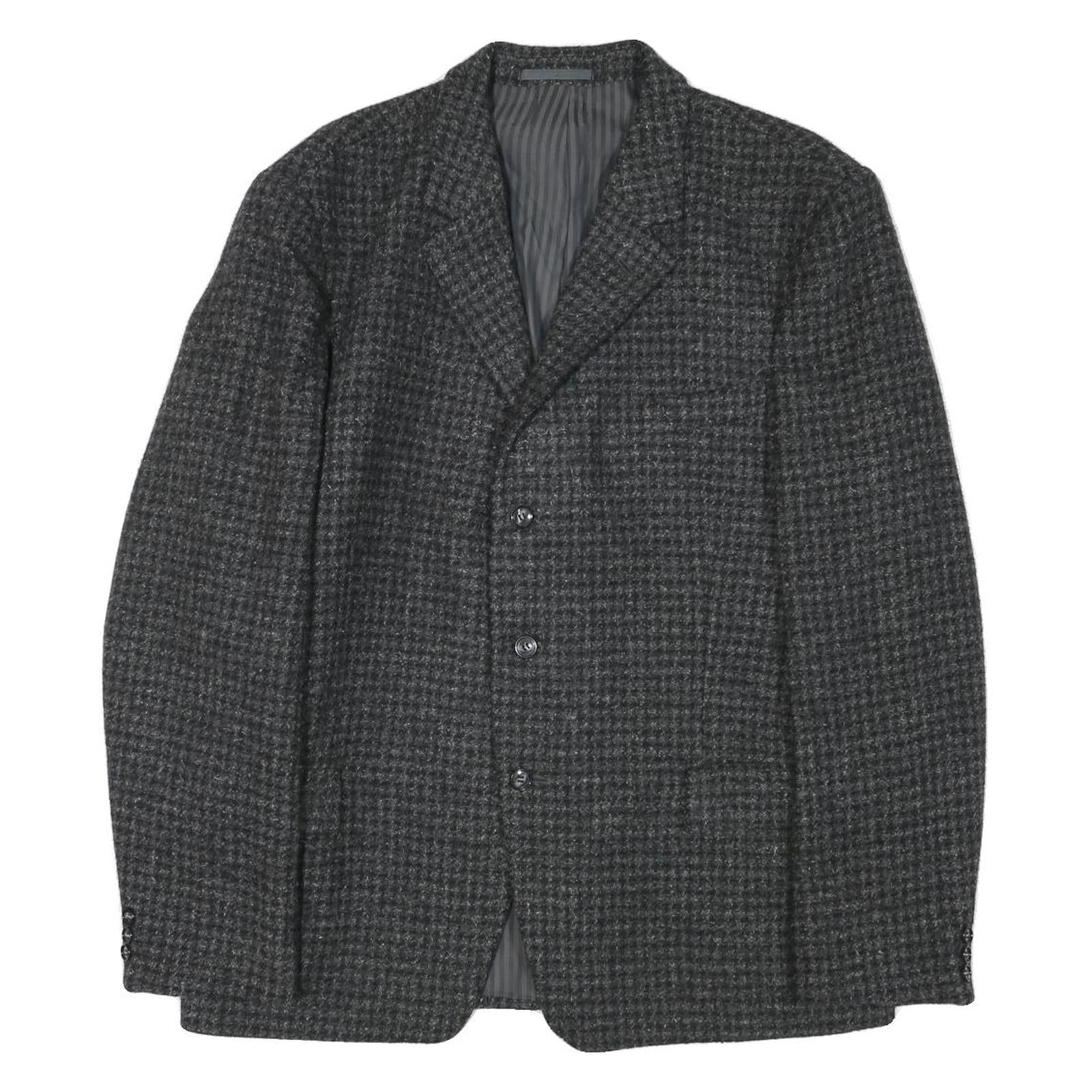 HIGHWOOD Mens Grey Wool Blend Button Jacket L Houndstooth Classic Tailored Refurbished - N/A refurbished available on Cerqular