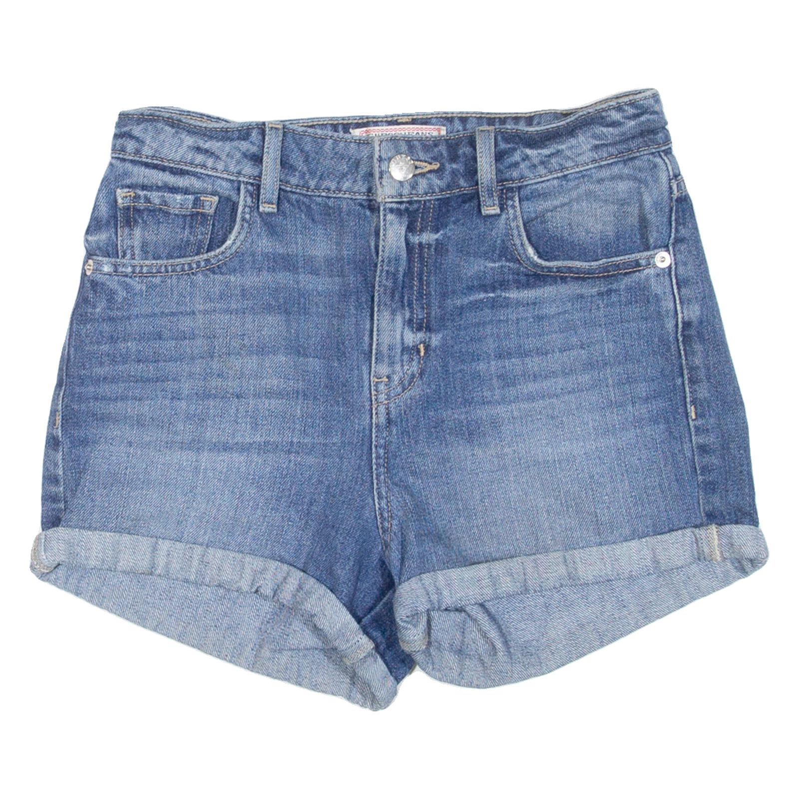 GUESS High Waisted Womens Denim Shorts Blue XS W26 Refurbished - N/A refurbished available on Cerqular