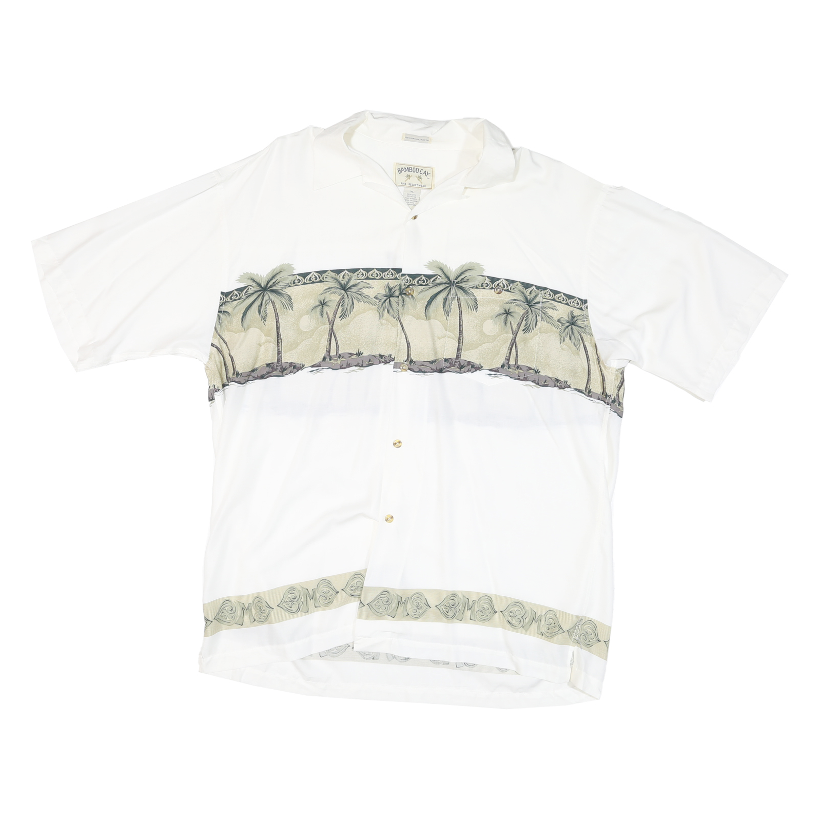 Buy BAMBOO CAY Mens White & Beige Rayon Shirt XL Tropical Palm Tree Print Casual Refurbished - $15.59 BAMBOO CAY Mens White & Beige Rayon Shirt XL Tropical Palm Tree Print Casual Refurbished - N/A refurbished available on Cerqular