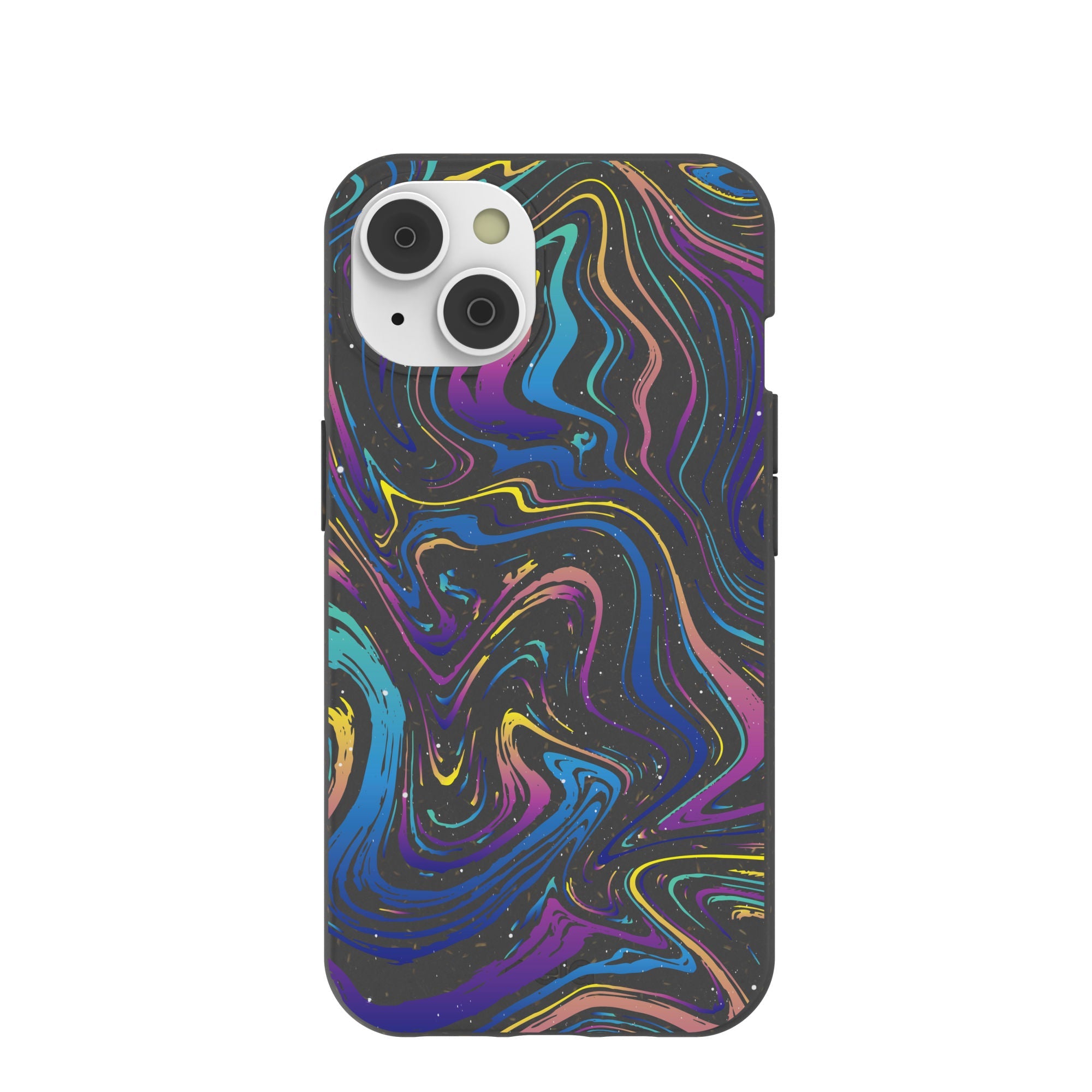 Black Galaxy Swirls iPhone 14/16e Case Refurbished - Pela Case refurbished available on Cerqular