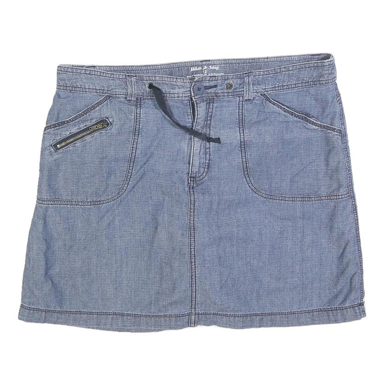 WHITE STAG Womens Blue Cotton Blend Casual Mini Skort Size L Zip Pockets Refurbished - N/A refurbished available on Cerqular