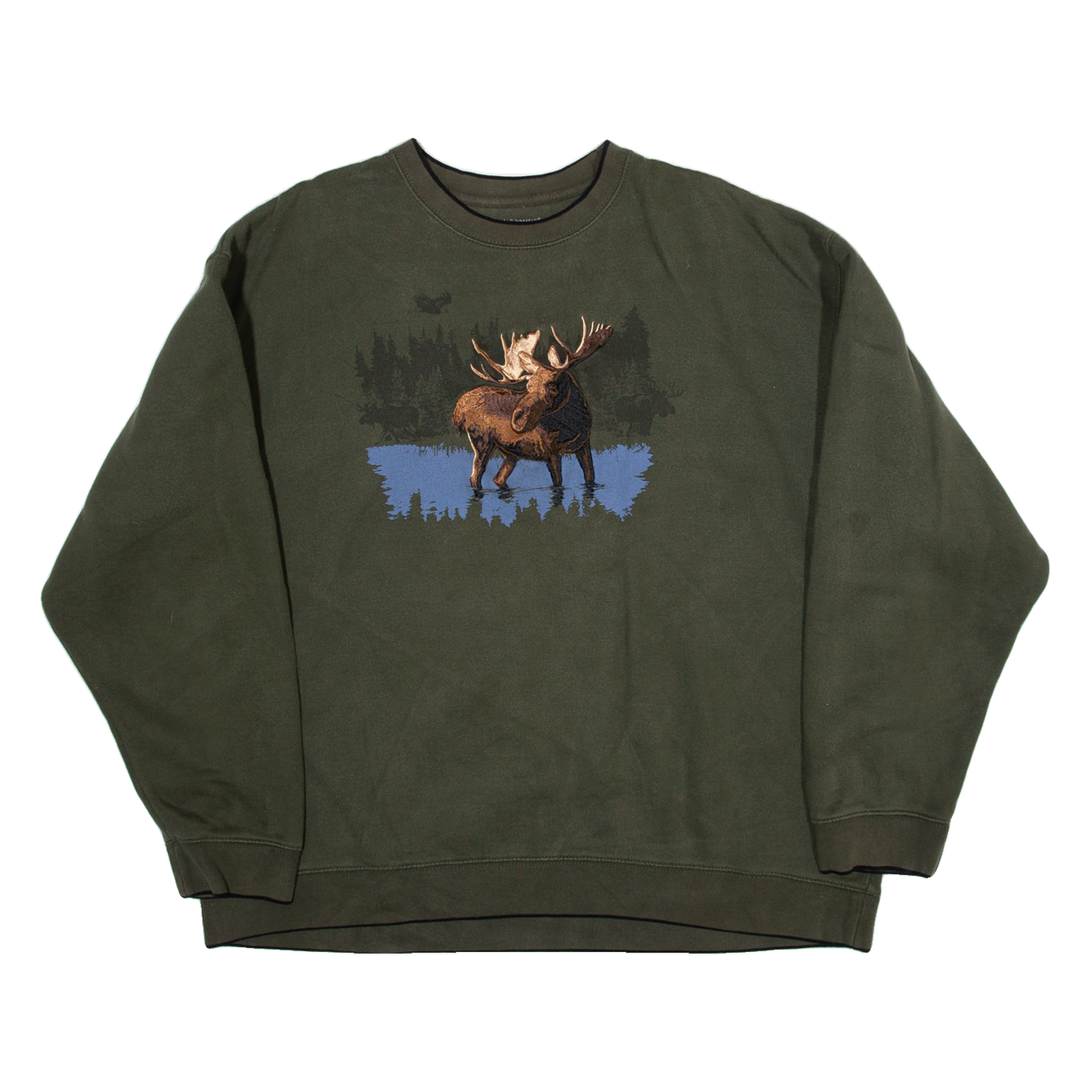CROFT AND BARROW Reindeer Print Womens Sweatshirt Green L Refurbished - N/A refurbished available on Cerqular