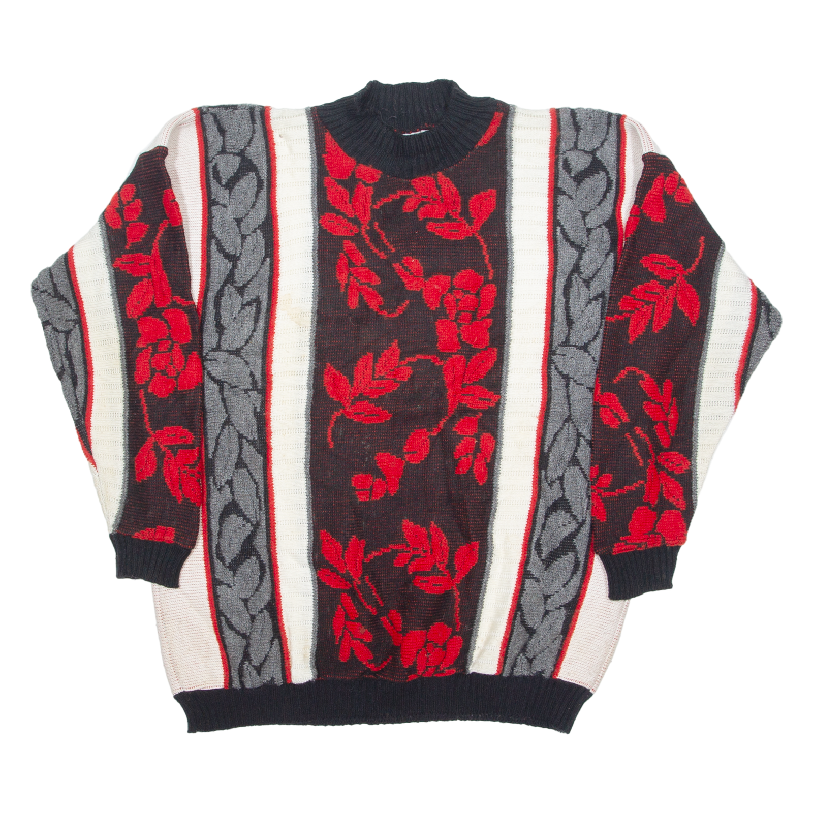 COURTNEY'S CLOSET Womens Jumper Black Floral High Neck 90s Tight Knit M Refurbished - N/A refurbished available on Cerqular