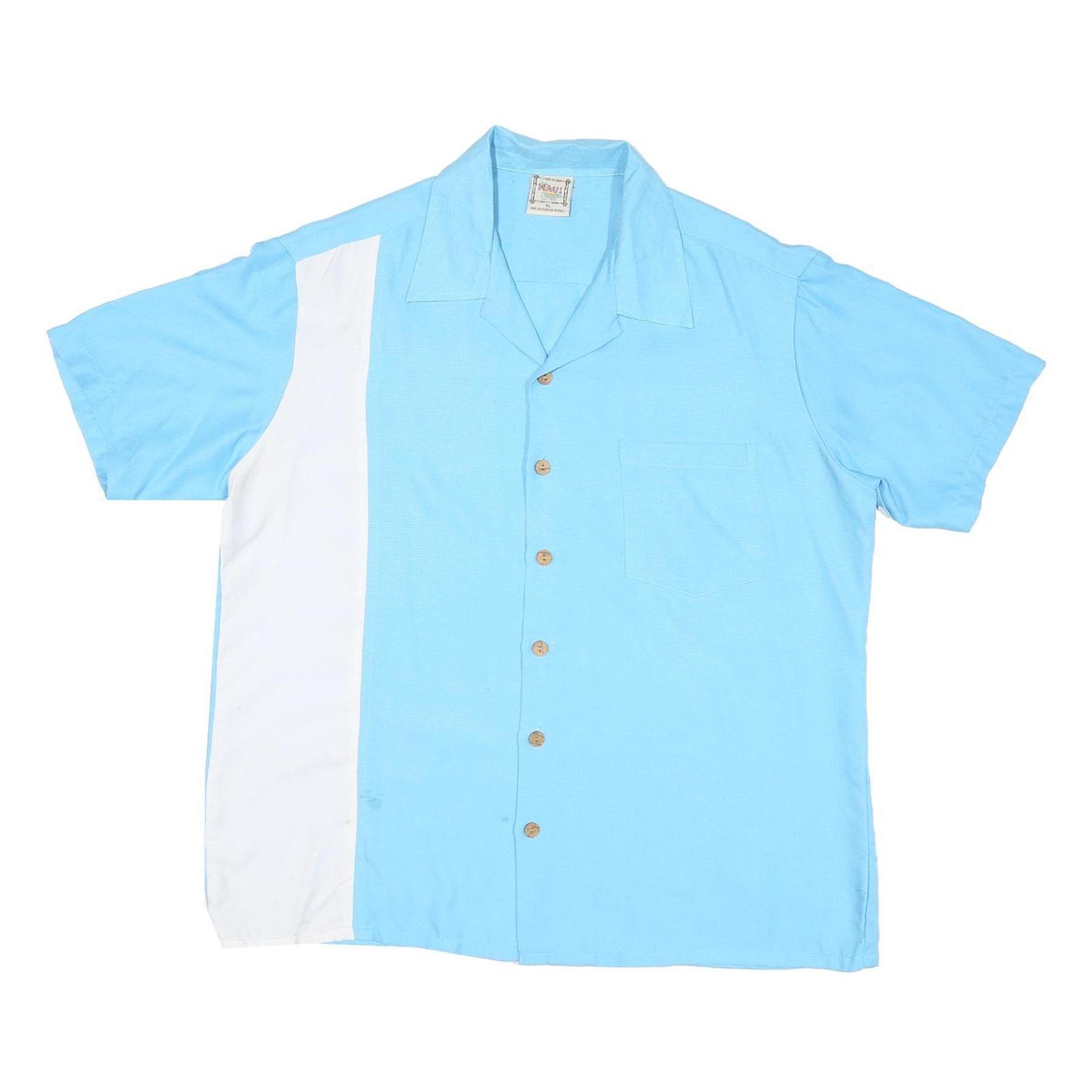 MAUI Mens Blue & White Cotton Blend Shirt XL Casual Button Front Summer Style Refurbished - N/A refurbished available on Cerqular
