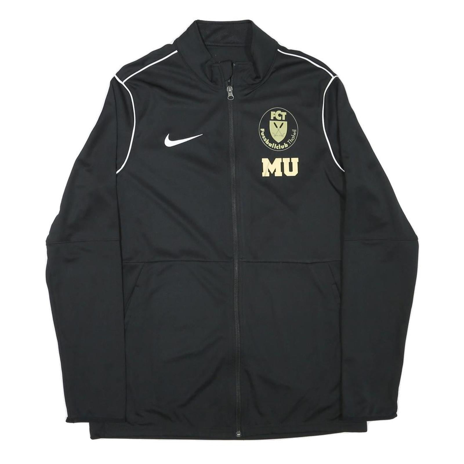 NIKE Womens Black & White Sports Team Track Jacket L Polyester Blend Zip Refurbished - N/A refurbished available on Cerqular