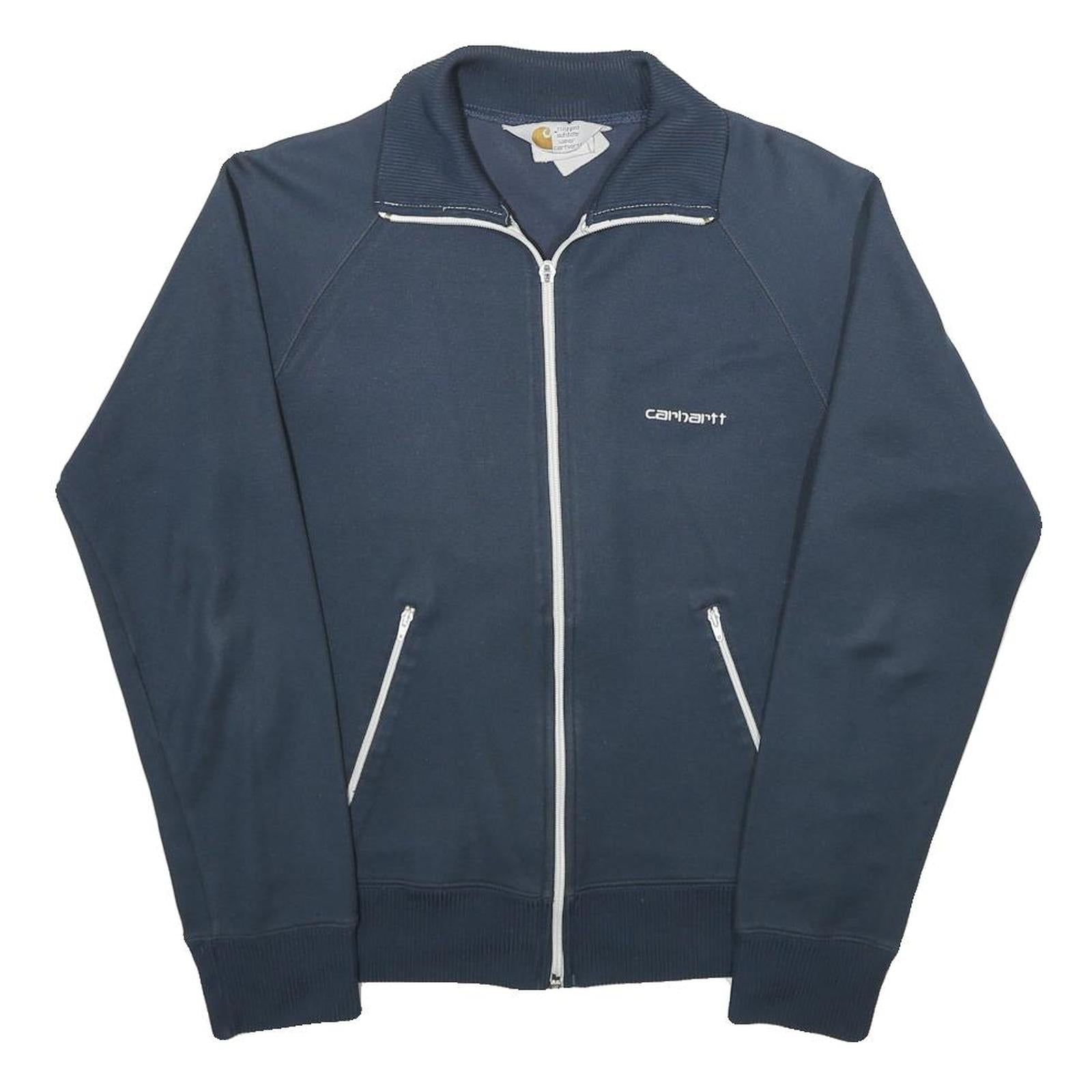 CARHARTT Mens Navy Blue Jacket S Jersey Zip Plain Casual Lightweight Refurbished - N/A refurbished available on Cerqular