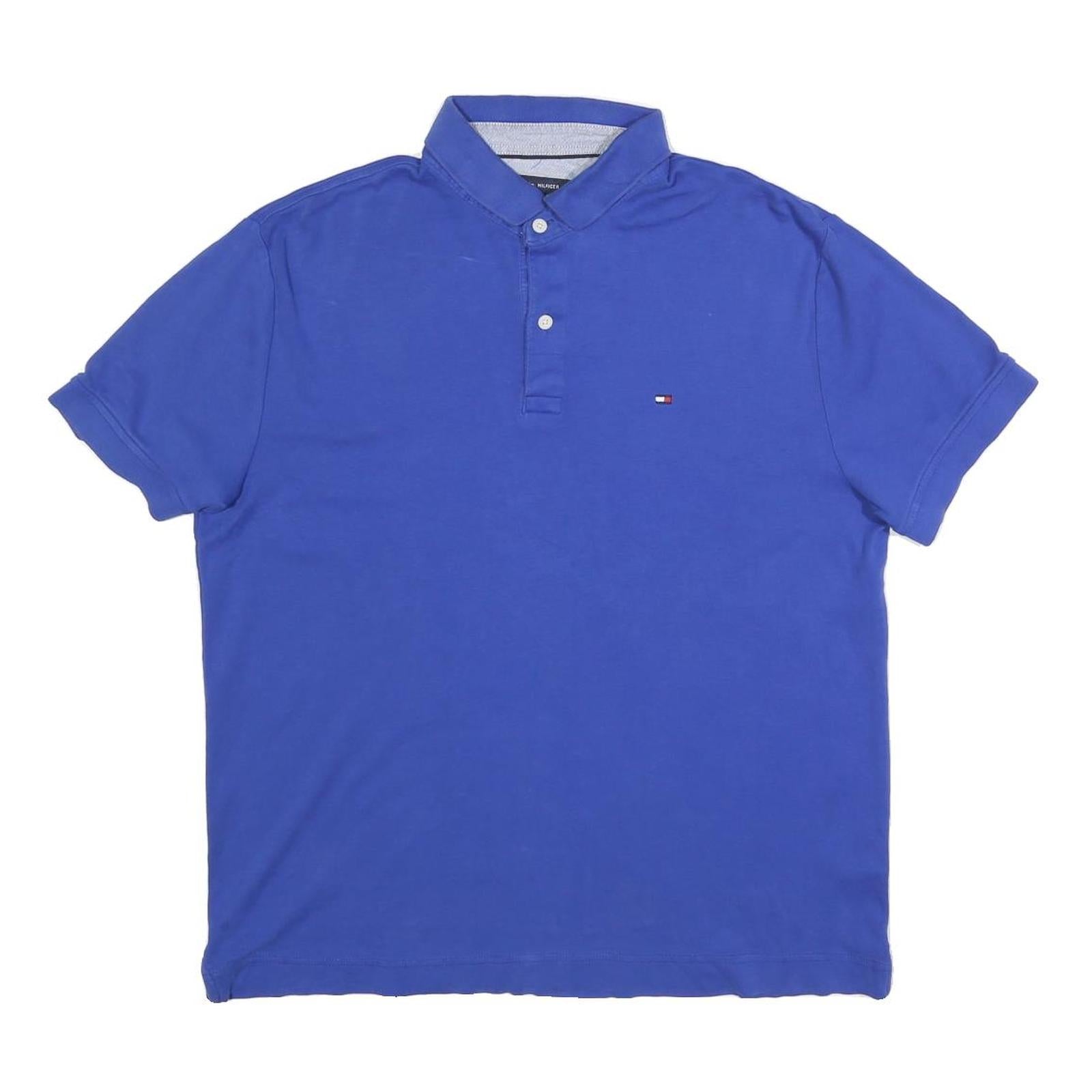 TOMMY HILFIGER Mens Blue Button Short Sleeve Polo Shirt M Cotton Blend Casual Refurbished - N/A refurbished available on Cerqular