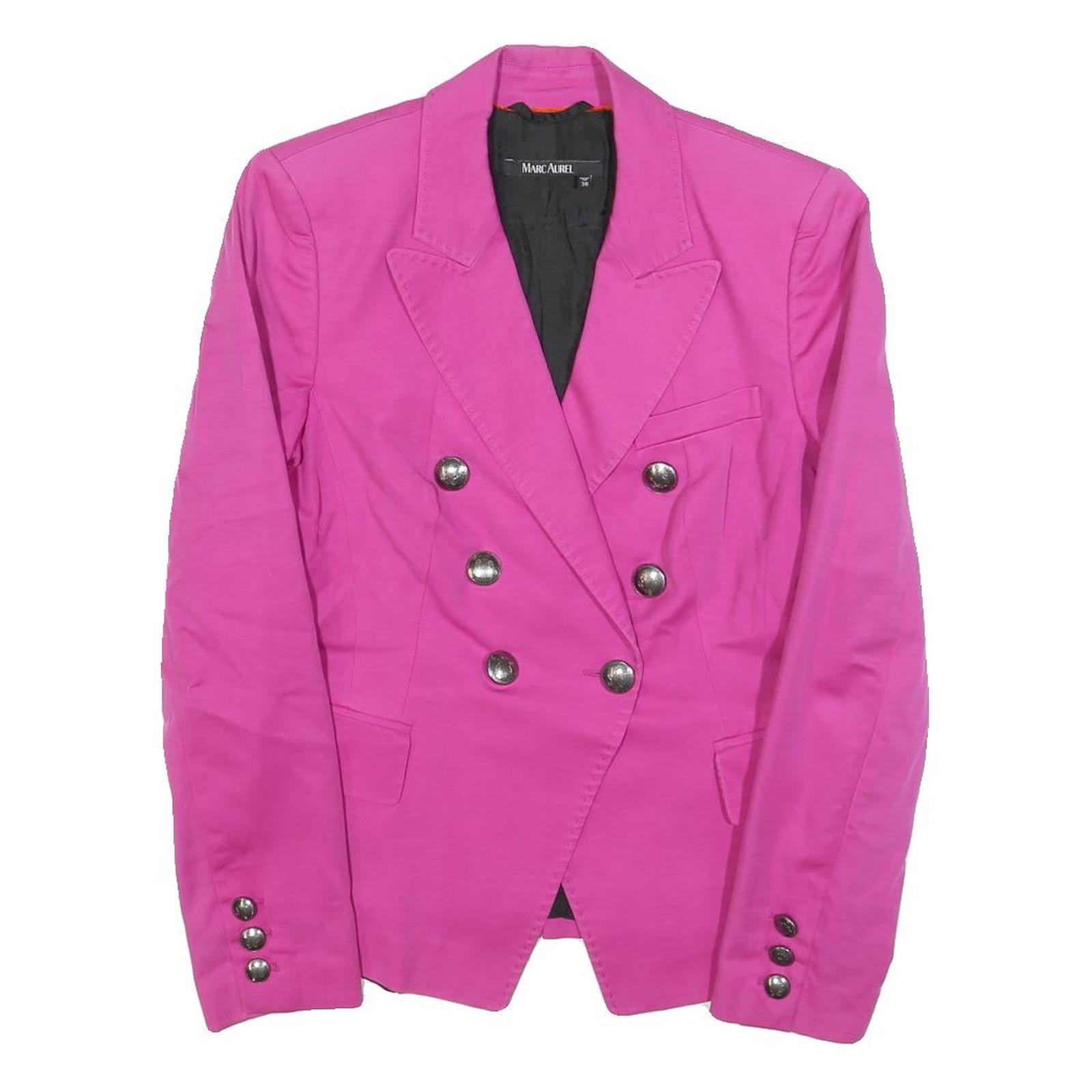 MARC AUREL Womens Pink Jacket S Cotton Blend Classic Tailored Button Blazer Refurbished - N/A refurbished available on Cerqular