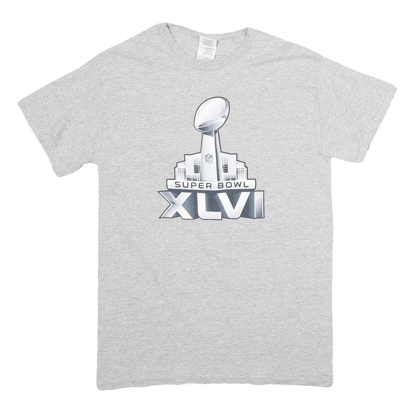 GILDAN Mens Grey Super Bowl XLVI Graphic T-Shirt S Short Sleeve Crew Neck Refurbished - N/A refurbished available on Cerqular