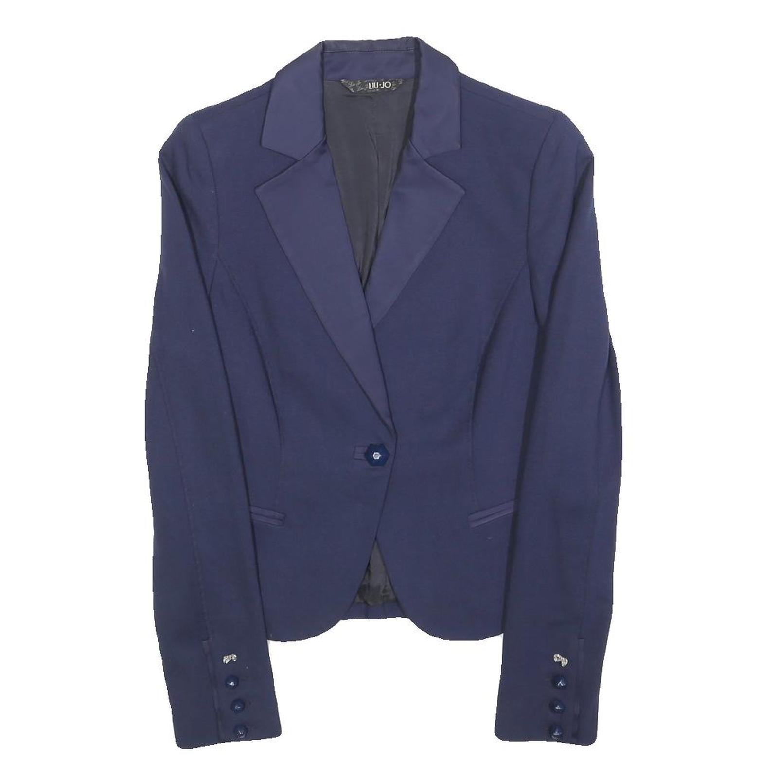 LUI JO Womens Blue Jacket XS Polyester Tailored Button Plain Elegant Stylish Refurbished - N/A refurbished available on Cerqular