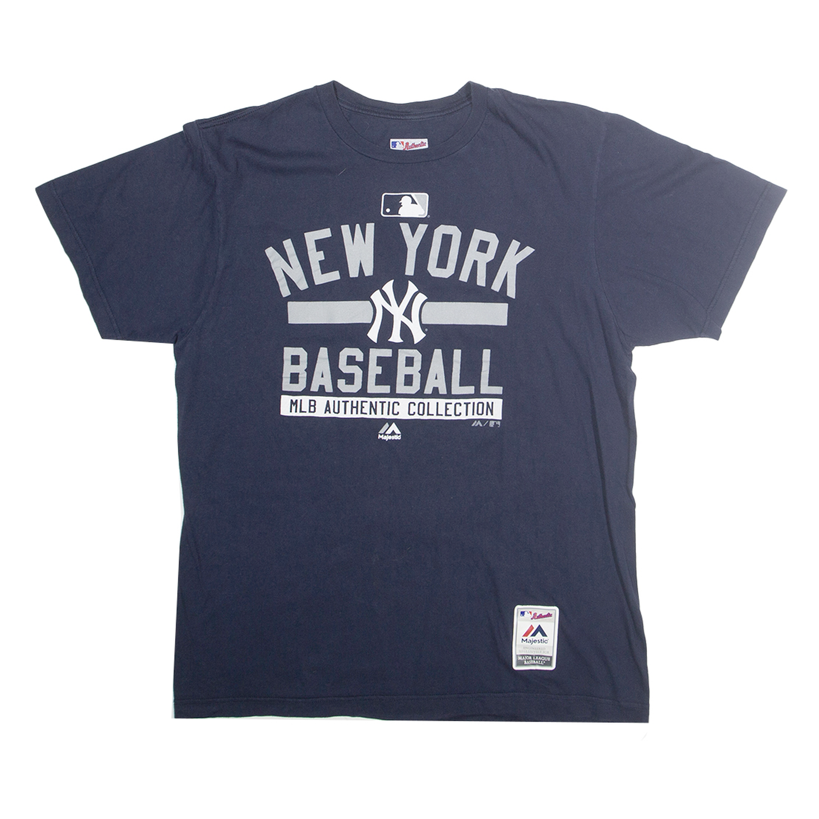 MAJESTIC Mens Navy New York Baseball L Short Sleeve Crew Neck Graphic Print Refurbished - N/A refurbished available on Cerqular