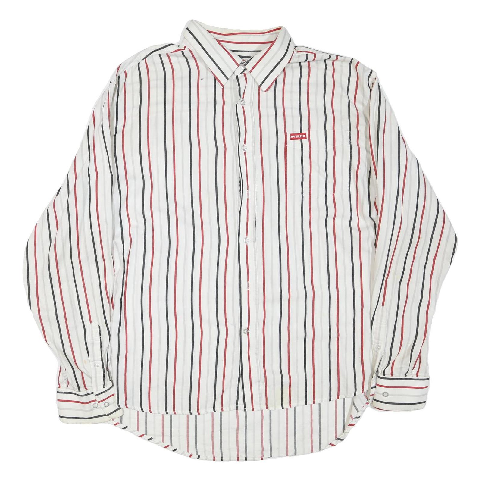 Buy AVIREX Mens White & Red & Black Striped Shirt 2XL Cotton Blend Casual Button Refurbished - $38.99 AVIREX Mens White & Red & Black Striped Shirt 2XL Cotton Blend Casual Button Refurbished - N/A refurbished available on Cerqular