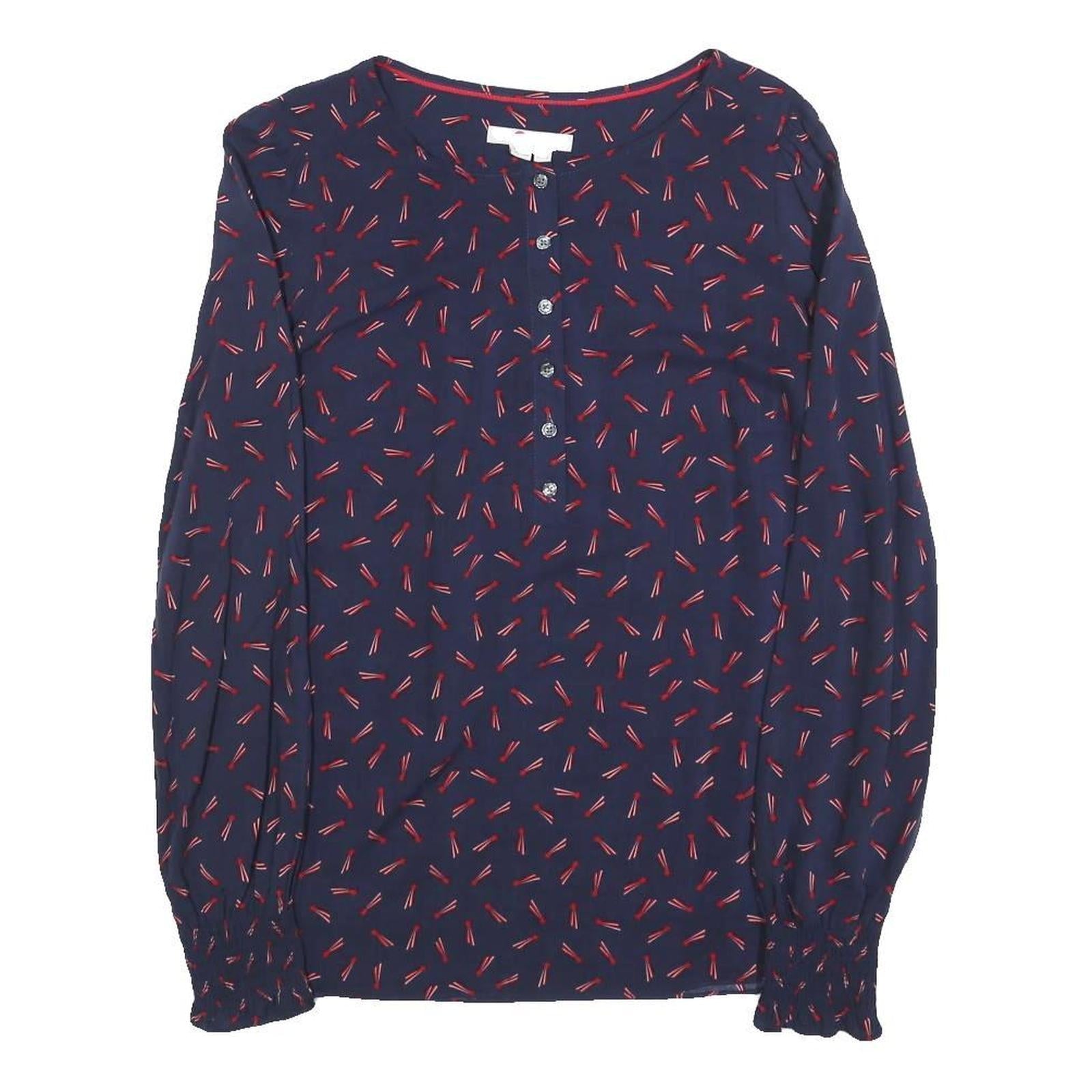 BODEN Womens Navy & Red Printed Blouse Long Sleeve Round Neck UK 6 Cotton Blend Refurbished - N/A refurbished available on Cerqular