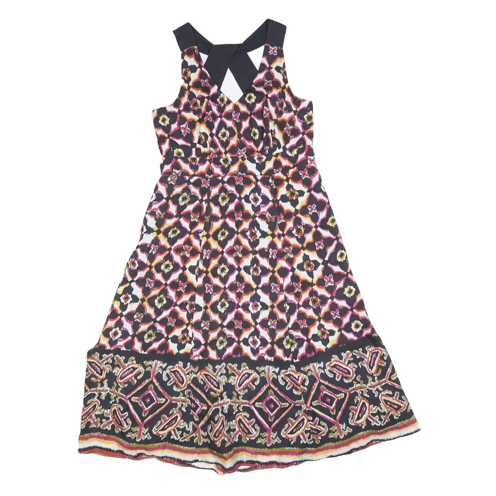 LAURA ASHLEY Womens Black Printed Polyester Fit & Flare Sleeveless Knee Length Refurbished - N/A refurbished available on Cerqular