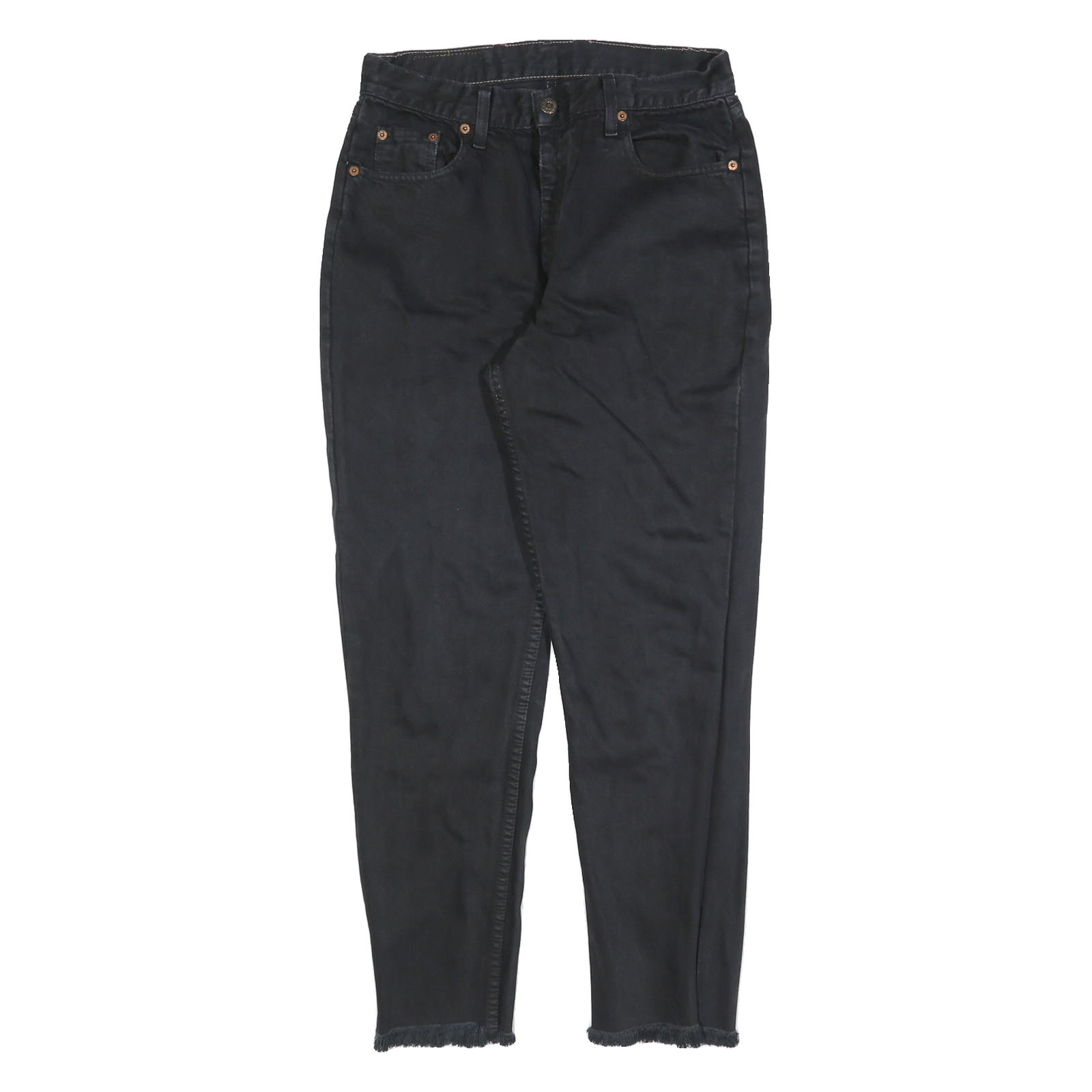 LEVIS Mens Black Slim Skinny Denim Raw W28 L28 Frayed Hem Cotton Zip Jeans Refurbished - N/A refurbished available on Cerqular