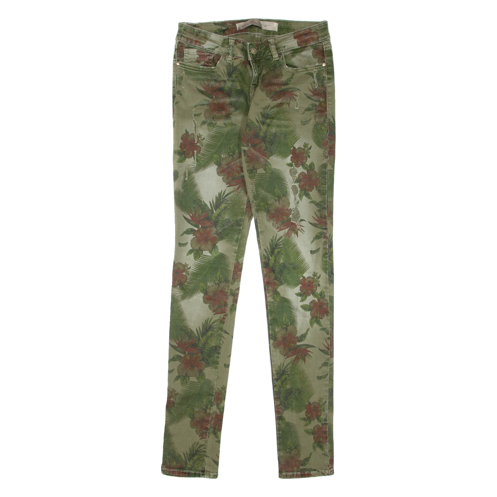 GUESS Floral Distressed Womens Jeans Green Slim Skinny W25 L32 Refurbished - N/A refurbished available on Cerqular