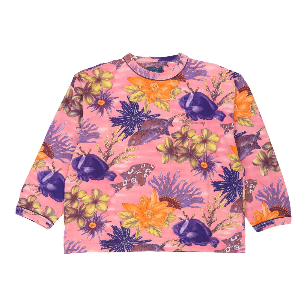 Les Copains Floral Sweatshirt - 2XL Pink Cotton Refurbished - Thrifted (note: this is a term often used to describe second- refurbished available on Cerqular