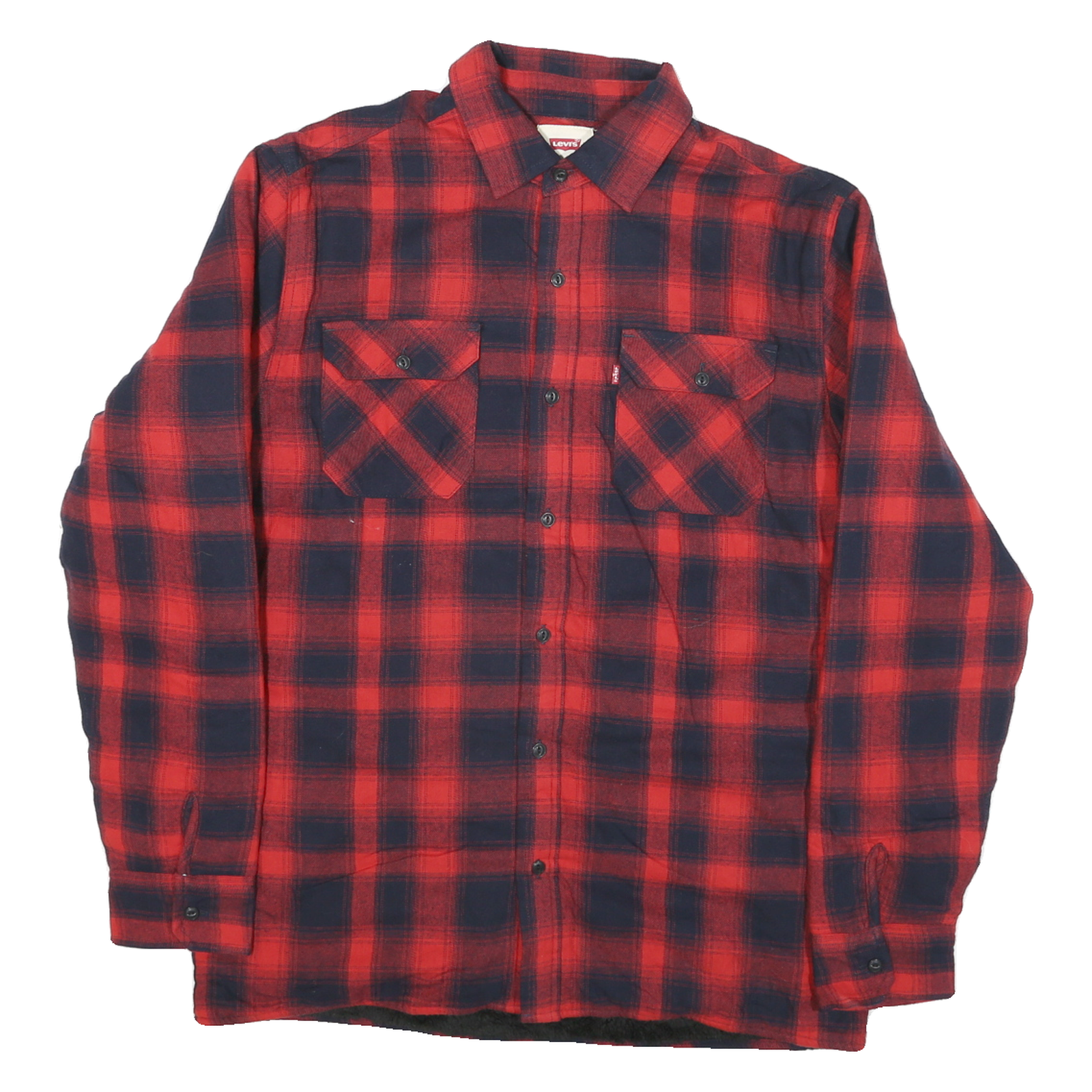 LEVI'S Mens Red & Navy Blue Plaid Button Jacket S Cotton Blend Casual Classic Refurbished - N/A refurbished available on Cerqular