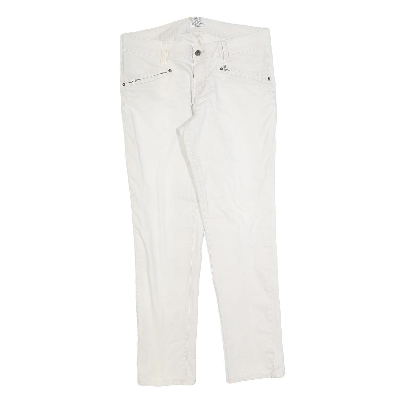CALVIN KLEIN JEANS Womens Cotton Blend White Regular Straight Trousers W34 L32 Refurbished - N/A refurbished available on Cerqular