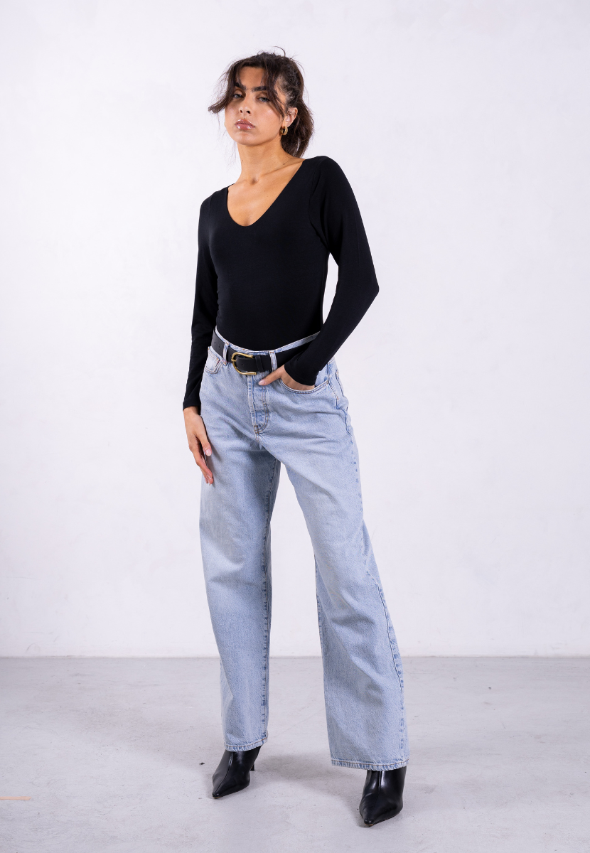 Organic Cotton V-Neck Long Sleeve T-Shirt, Black | Size: XXL Refurbished - N/A (Note: It's possible that "Pantee" refurbished available on Cerqular