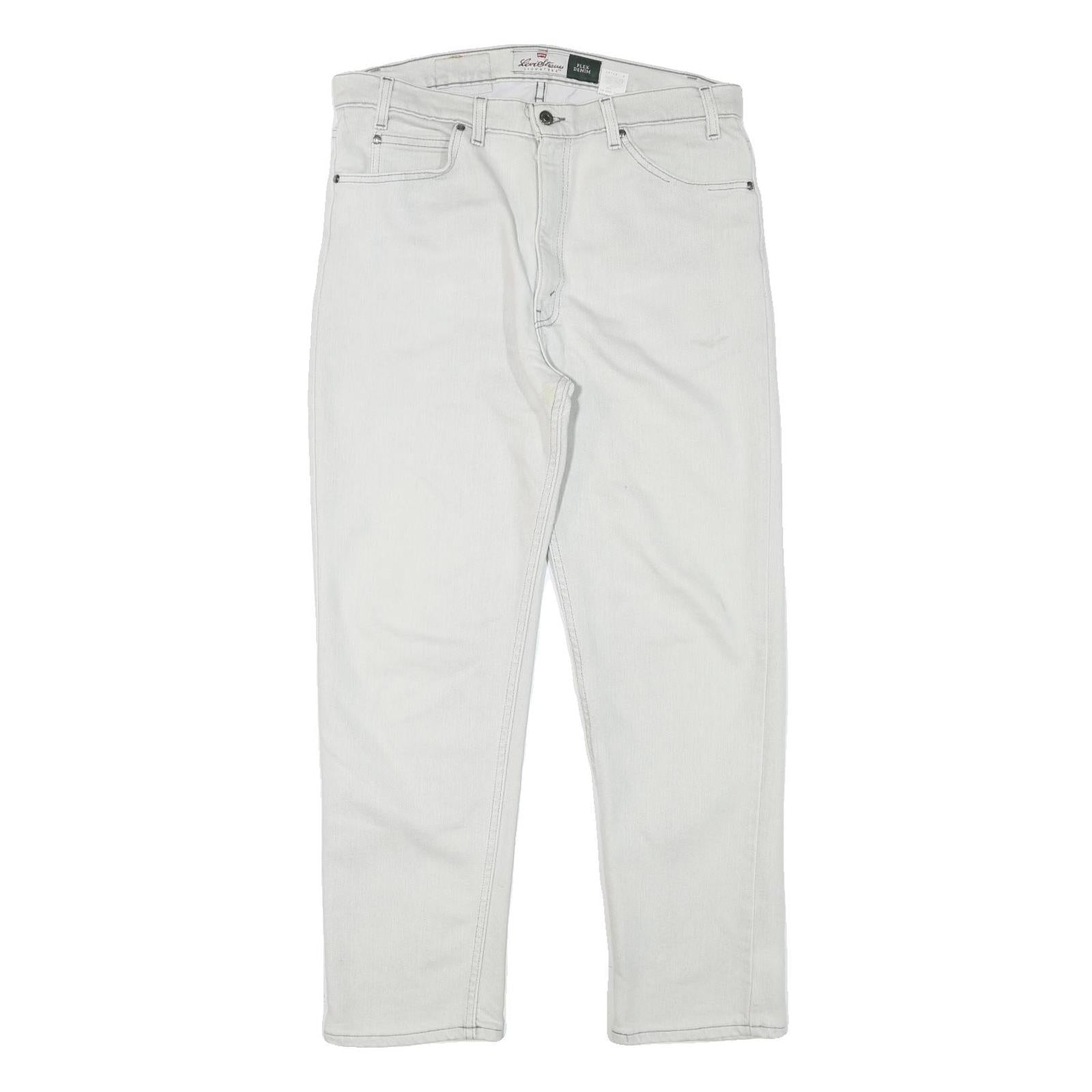 LEVI'S Mens Jeans White Regular Straight Denim W35 L29 Classic Cotton Blend Zip Refurbished - N/A refurbished available on Cerqular