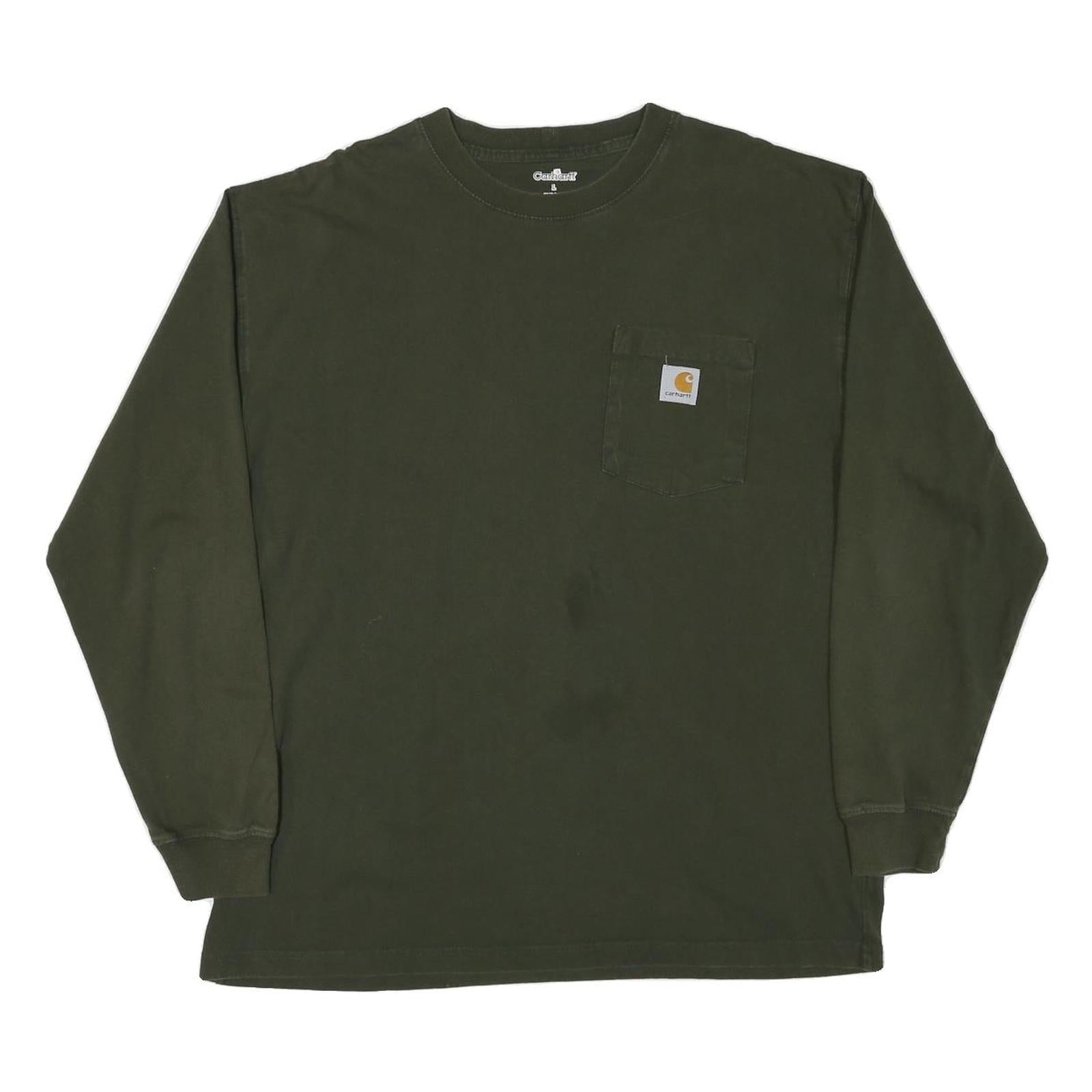 CARHARTT Mens Green Long Sleeve Crew Neck Pocket T-Shirt L Cotton Blend Refurbished - N/A refurbished available on Cerqular