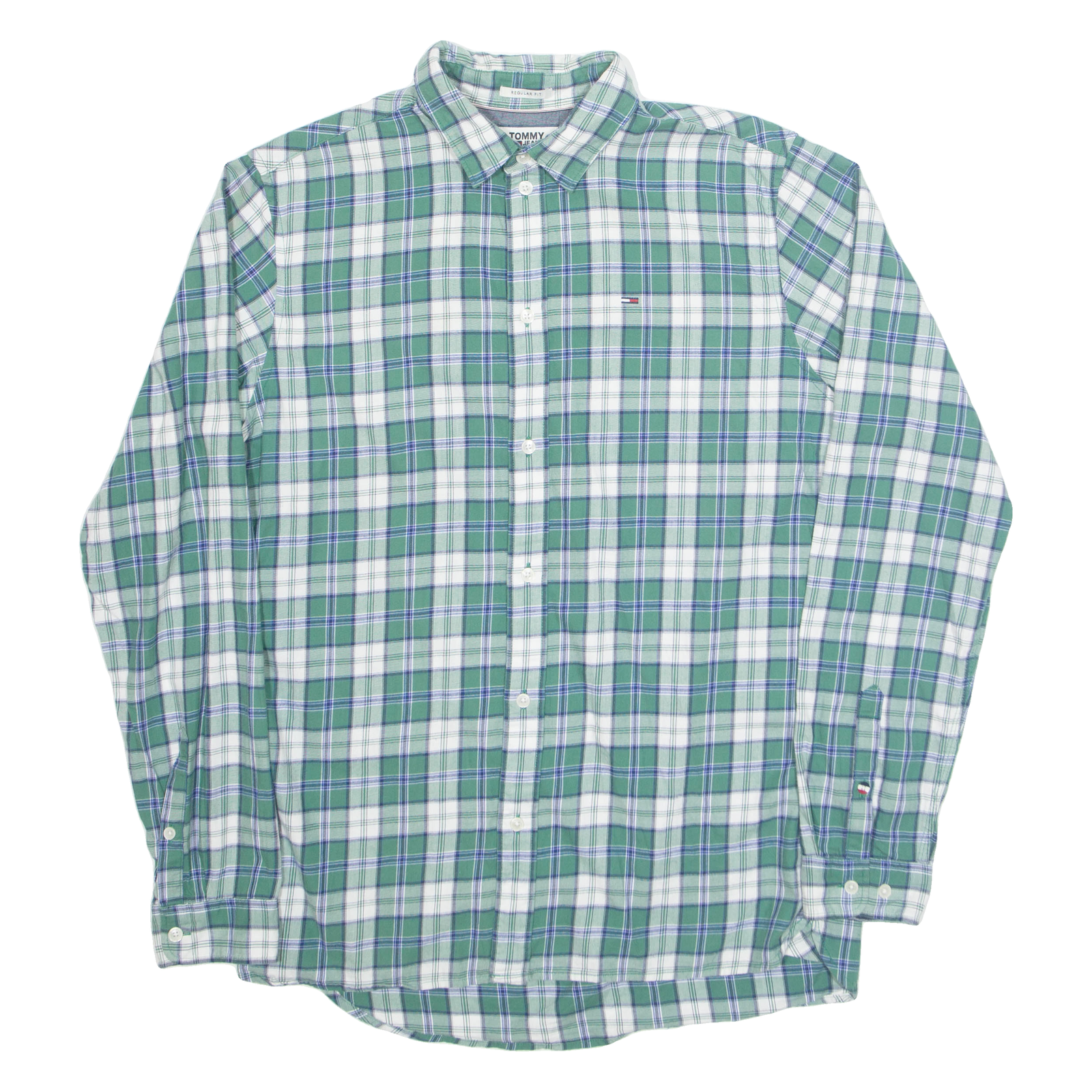 TOMMY JEANS Mens Shirt Green Check Long Sleeve M Refurbished - N/A refurbished available on Cerqular