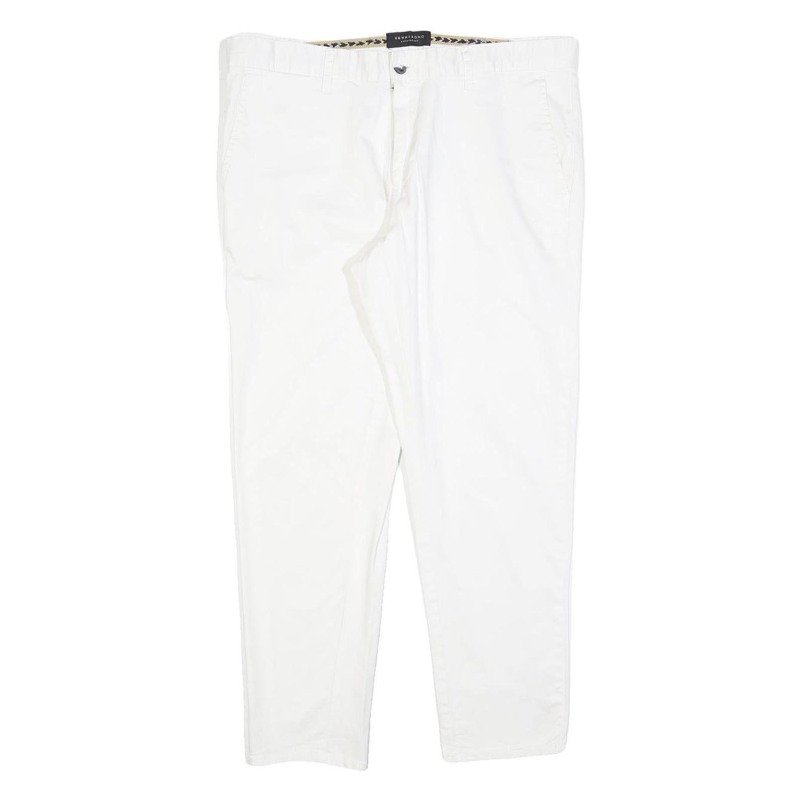 SONNY BONO Womens Cotton Blend White Slim Trousers W34 L27 Casual Zip Fit Refurbished - N/A refurbished available on Cerqular