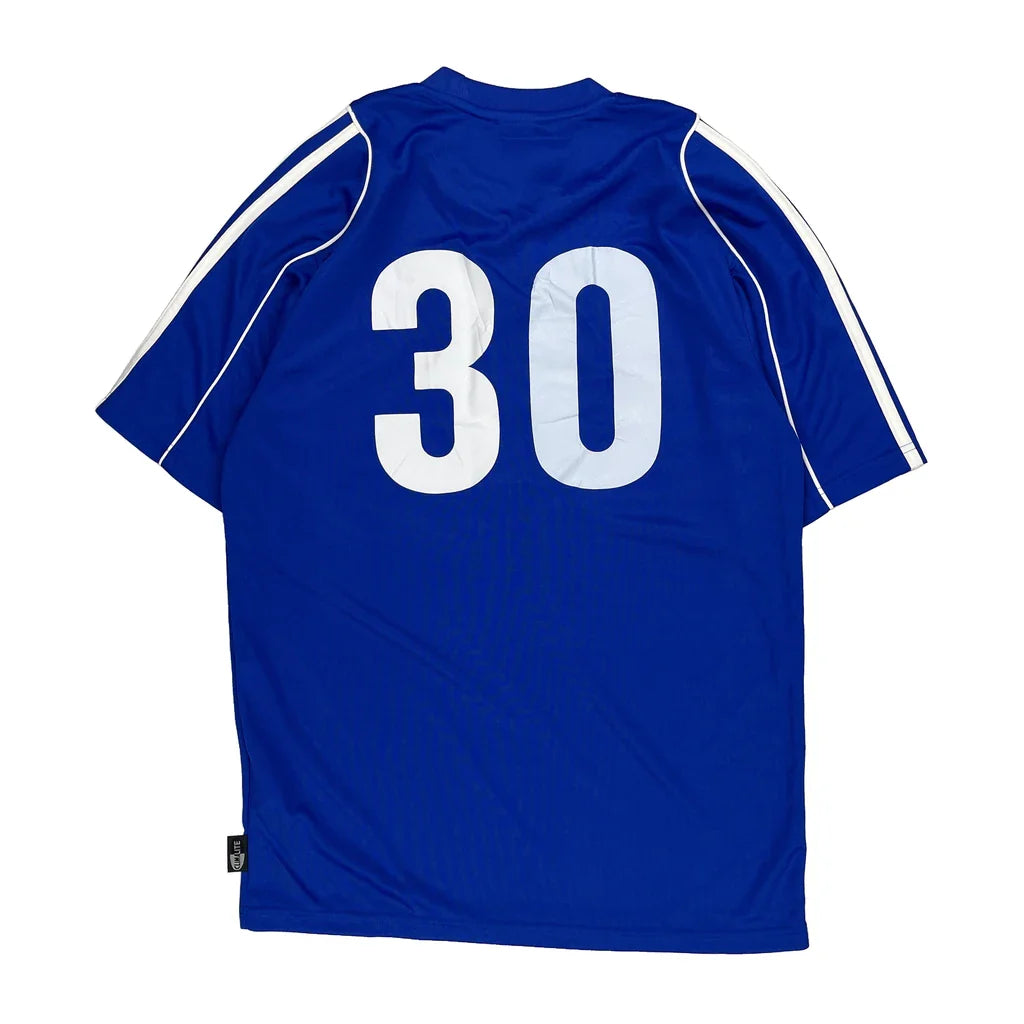 Bay Soccer Club Adidas Football Jersey - Small Blue Polyester Refurbished - Thrifted (note: this is a term often used to describe second- refurbished available on Cerqular