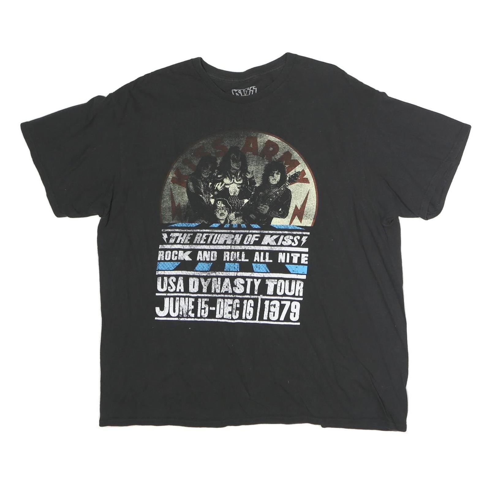 KISS Mens Black Kiss Army Rock T-Shirt XL Short Sleeve Crew Neck Band Graphic Refurbished - N/A refurbished available on Cerqular