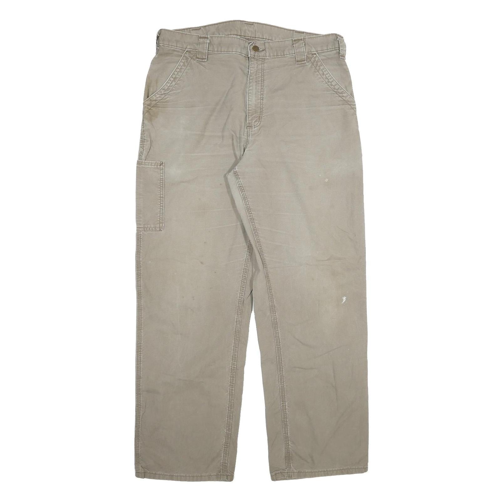 CARHARTT Mens Cotton Blend Relaxed Beige Workwear Trousers W36 L32 Refurbished - N/A refurbished available on Cerqular