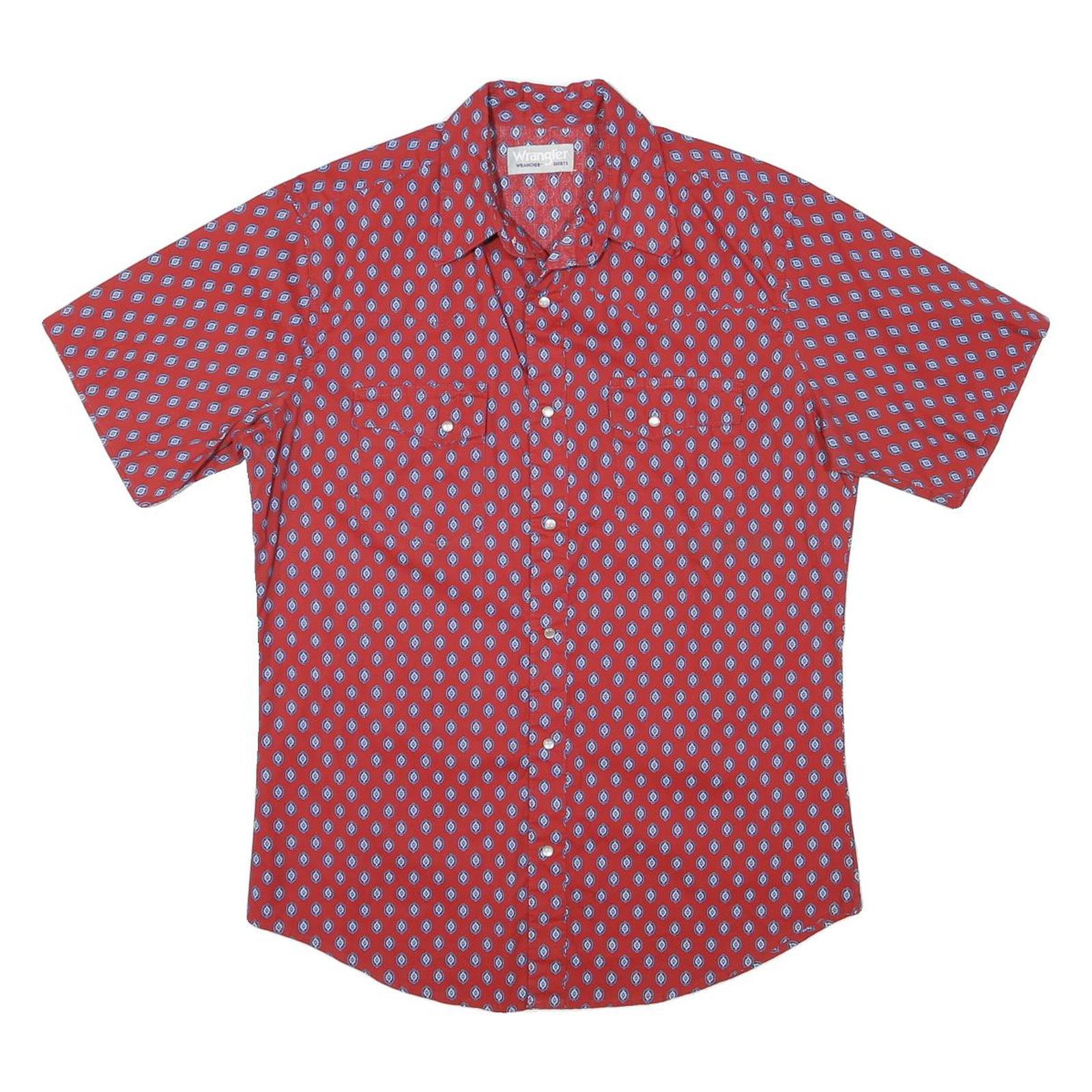 WRANGLER Mens Red Shirt S Cotton Blend Patterned Short Sleeve Casual Refurbished - N/A refurbished available on Cerqular