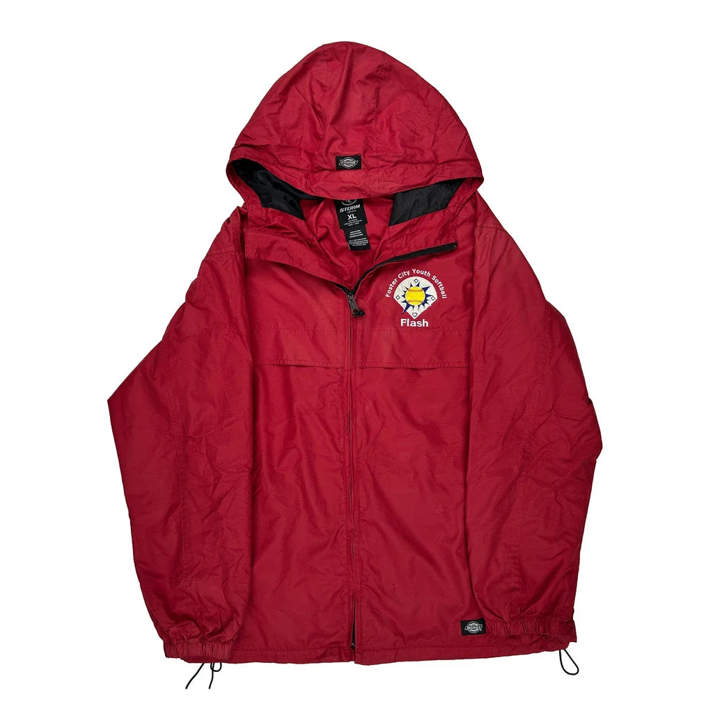 Foster City Youth Softball Flash Dickies Windbreaker - XL Red Polyester Refurbished - Thrifted (note: this is a term often used to describe second- refurbished available on Cerqular