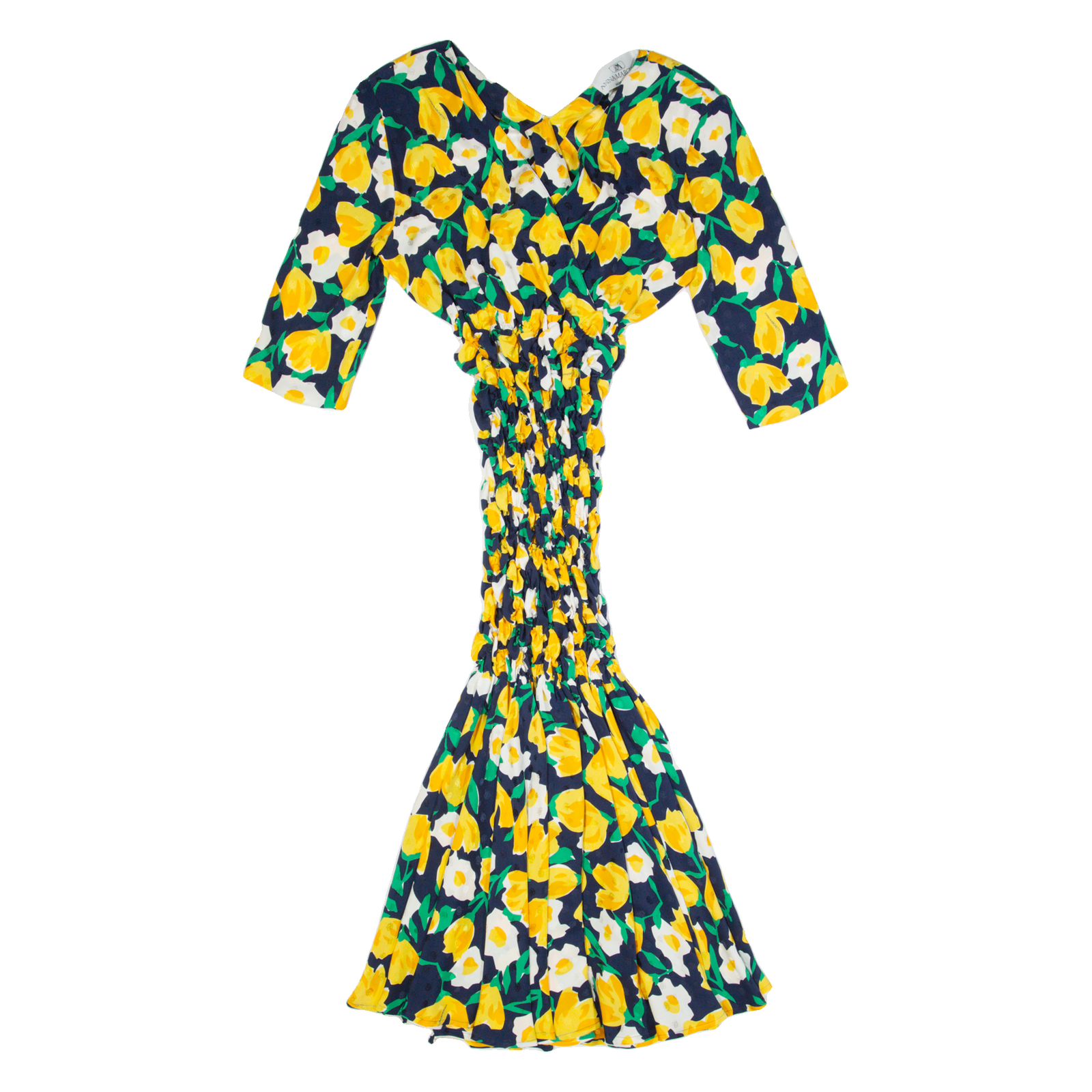ANNA MARCHETTI Womens Bodycon Dress Yellow 90s Floral Midi S Refurbished - N/A refurbished available on Cerqular