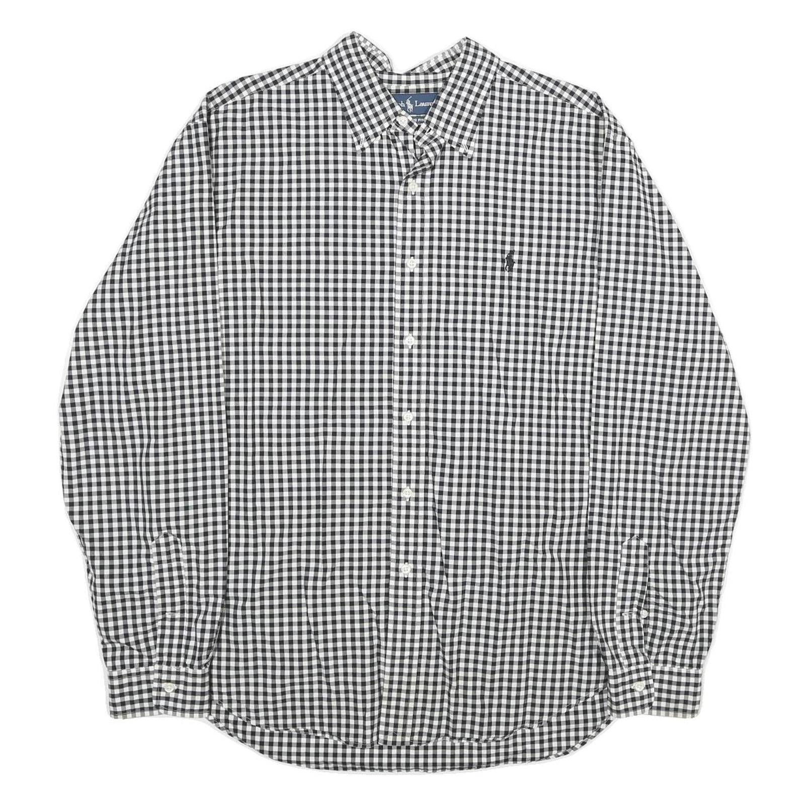 RALPH LAUREN Mens Black & White Check Shirt 2XL Classic Fit Button-Down Collar Refurbished - N/A refurbished available on Cerqular