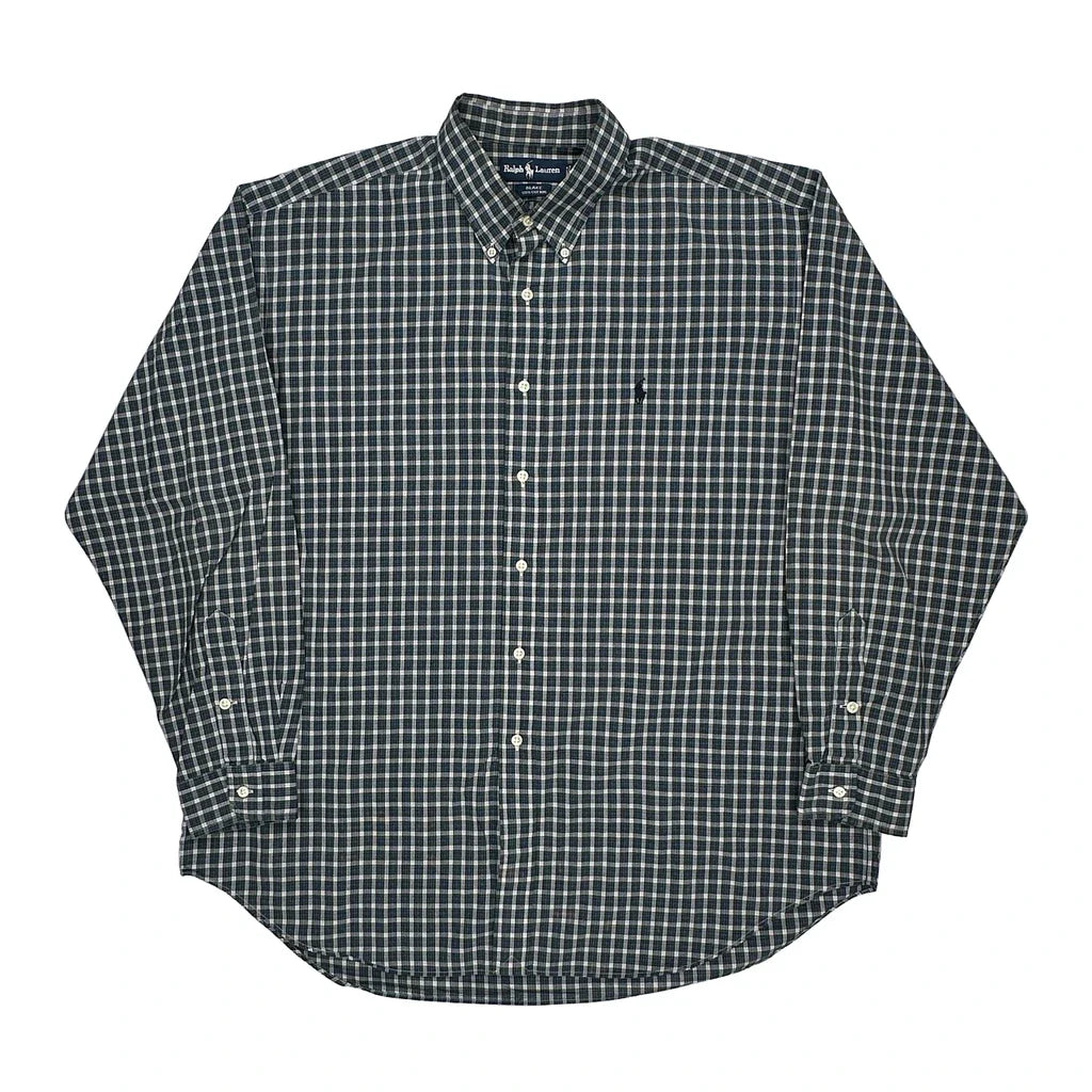 Blake Ralph Lauren Checked Shirt - XL Green Cotton Refurbished - Thrifted (note: this is a term often used to describe second- refurbished available on Cerqular