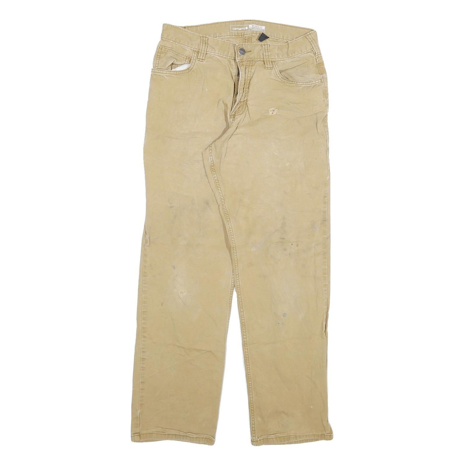 CARHARTT Mens Relaxed Beige Cotton Blend Trousers W28 L29 Casual Workwear Refurbished - N/A refurbished available on Cerqular
