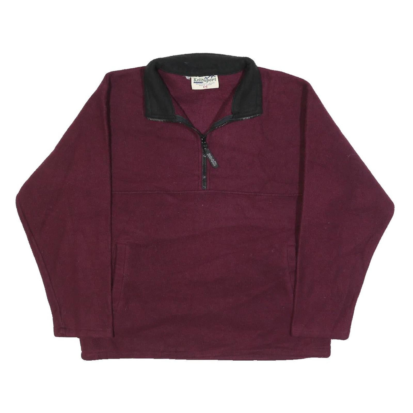 KELLY SPORT Womens Maroon & Black Plain Pullover Jumper 1/4 Zip M Polyester Refurbished - N/A refurbished available on Cerqular