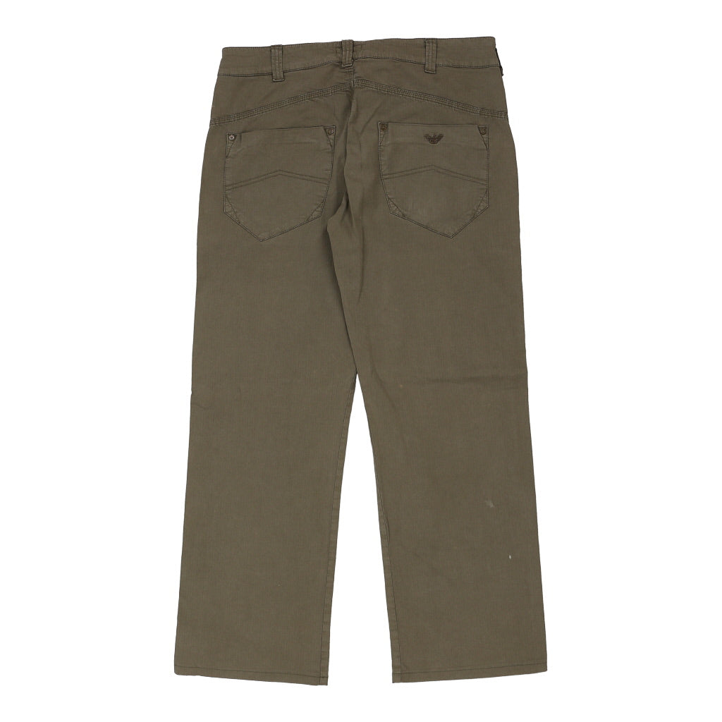 Armani Jeans Trousers - 34W 31L Khaki Cotton Refurbished - Thrifted (note: this is a term often used to describe second- refurbished available on Cerqular