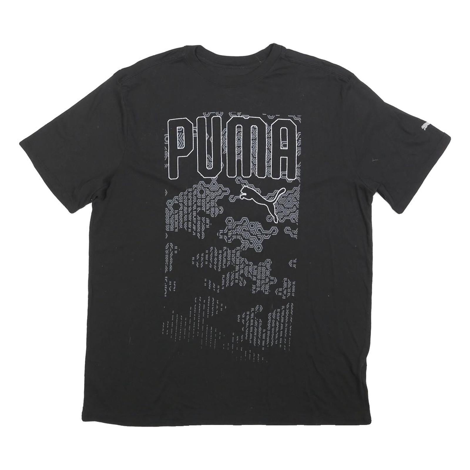 PUMA Mens Black Graphic Print T-Shirt L Short Sleeve Crew Neck Cotton Blend Refurbished - N/A refurbished available on Cerqular