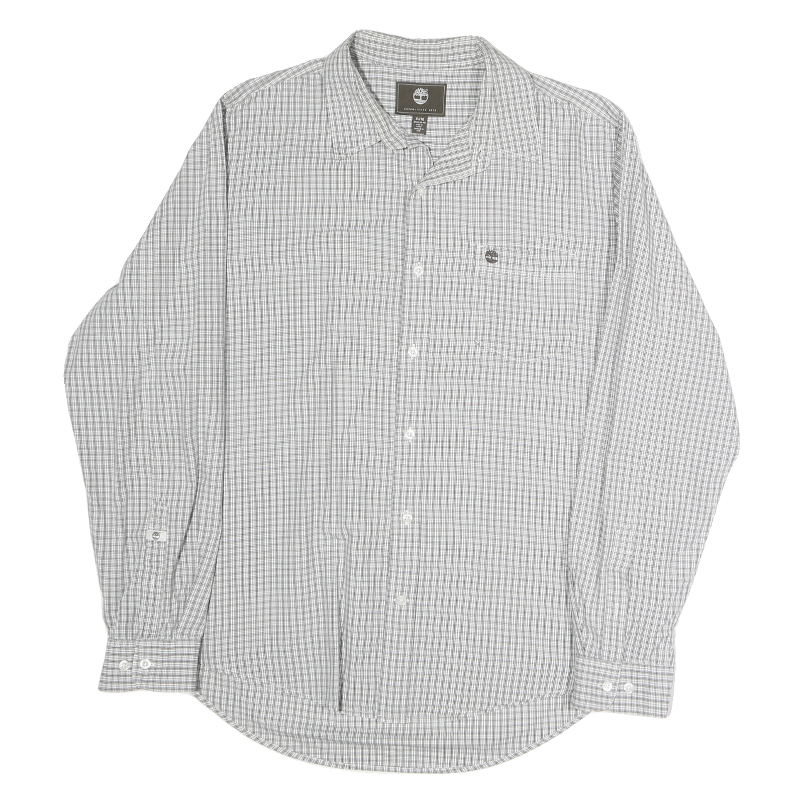 TIMBERLAND Mens Grey & White Regular Fit Cotton Blend Check Shirt XL Button Down Refurbished - N/A refurbished available on Cerqular