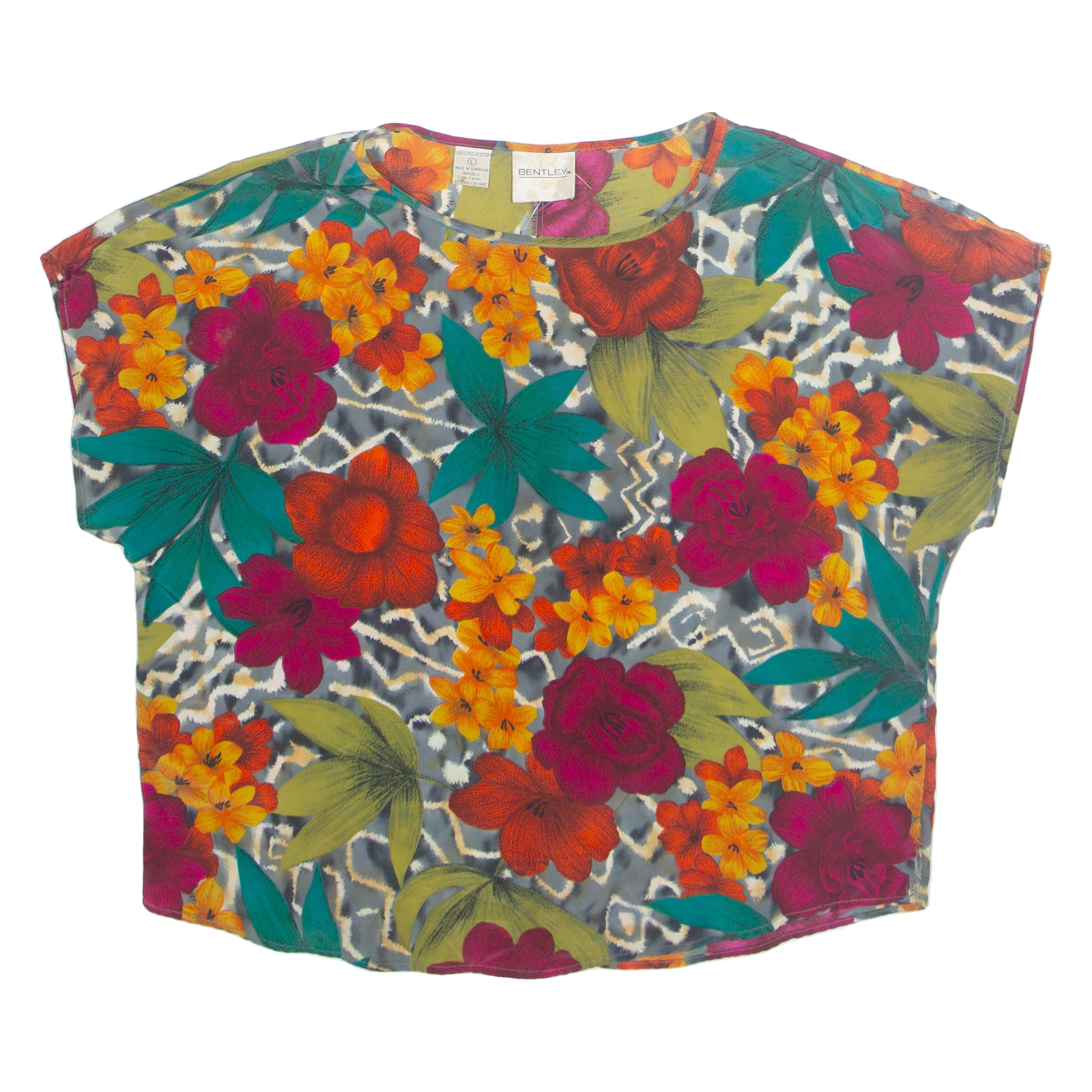 BENTLEY Womens Printed Top Green Sleeveless Floral L Refurbished - N/A refurbished available on Cerqular