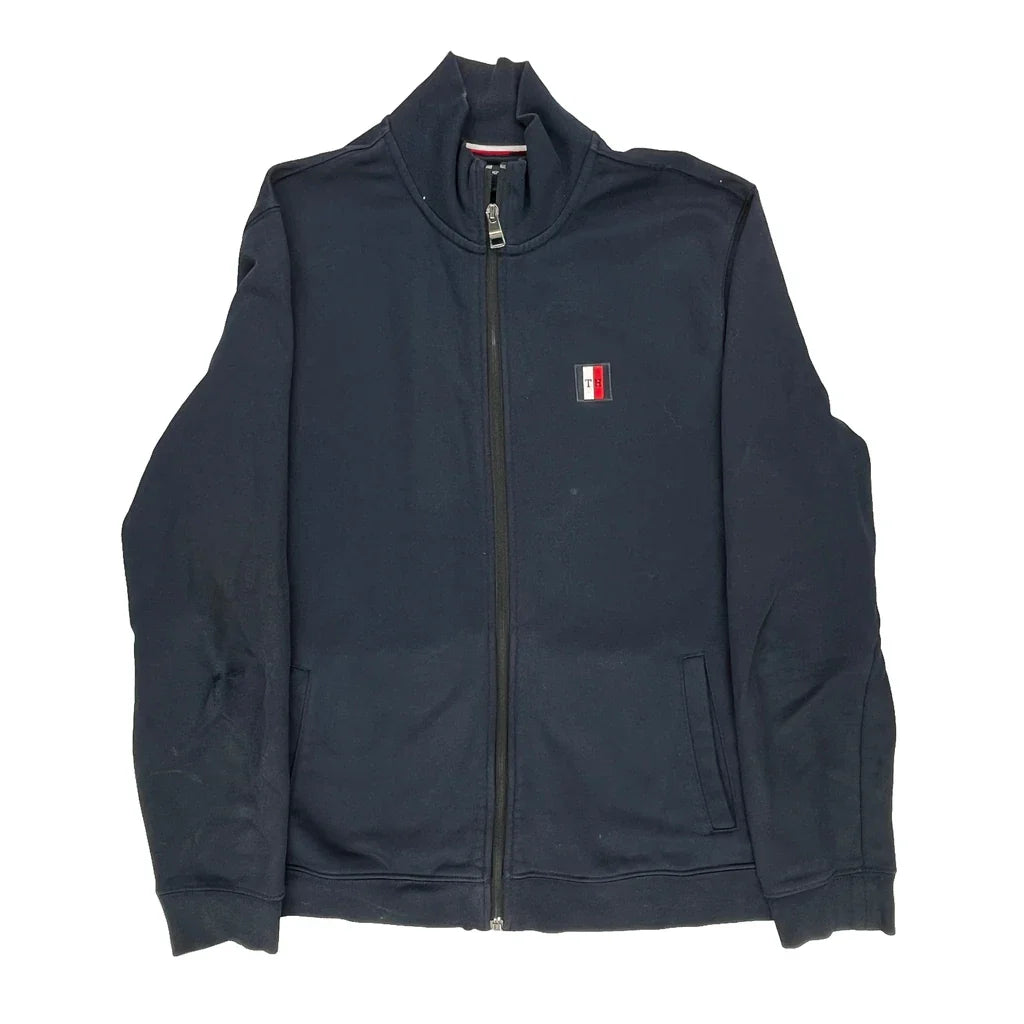 Tommy Hilfiger Zip Up - Medium Navy Cotton Blend Refurbished - Thrifted (note: this is a term often used to describe second- refurbished available on Cerqular