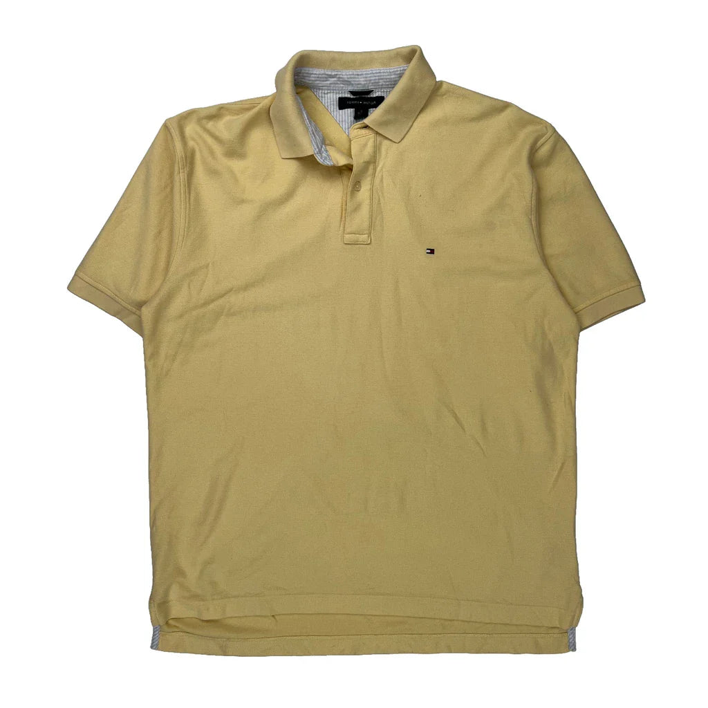Tommy Hilfiger Polo Shirt - XL Yellow Cotton Refurbished - Thrifted (note: this is a term often used to describe second- refurbished available on Cerqular