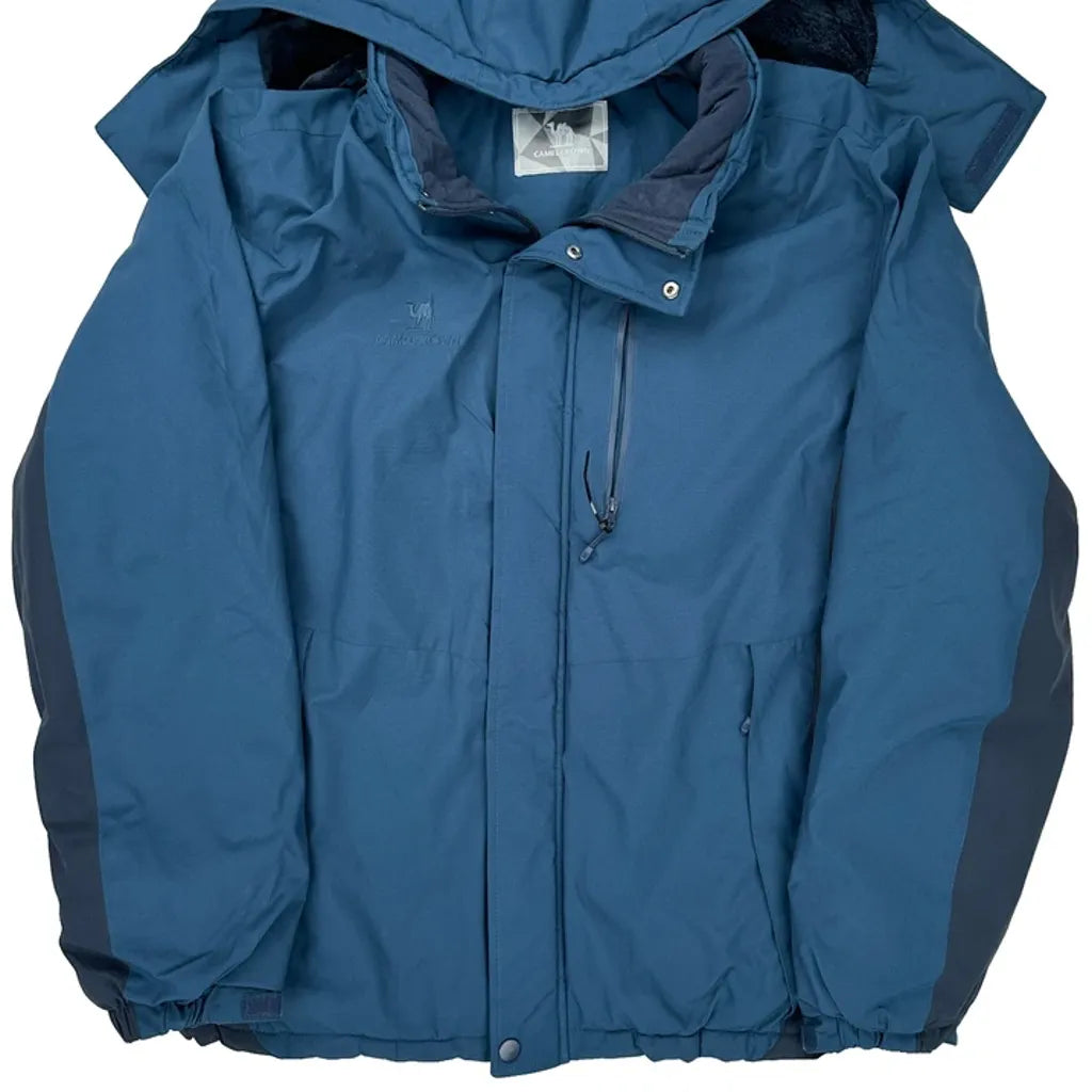 Camel Ski Jacket - Large Blue Polyester Refurbished - Thrifted (note: this is a term often used to describe second- refurbished available on Cerqular