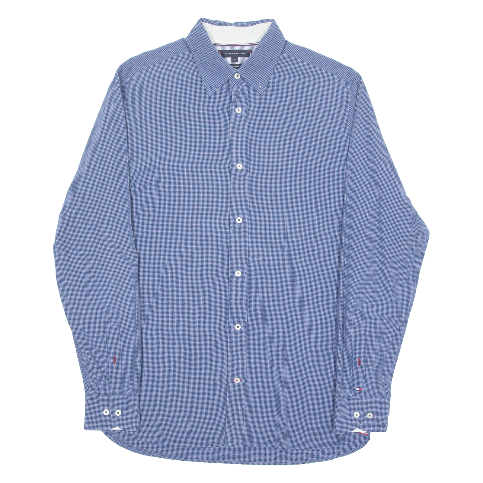 TOMMY HILFIGER Mens Shirt Blue Check Long Sleeve M Refurbished - N/A refurbished available on Cerqular