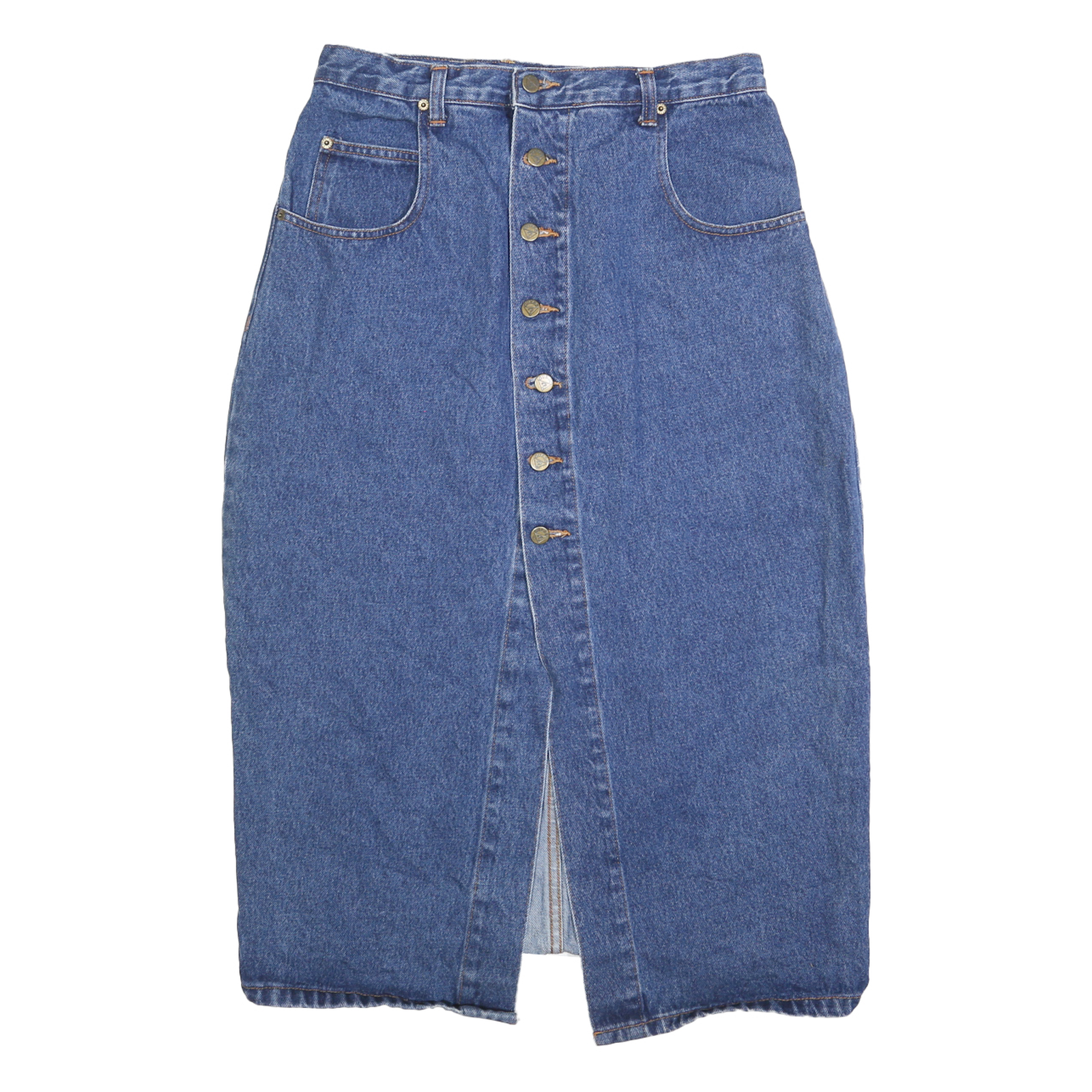 GUESS Womens Blue Denim Button Midi Denim Plain M Cotton Blend Skirt Refurbished - N/A refurbished available on Cerqular