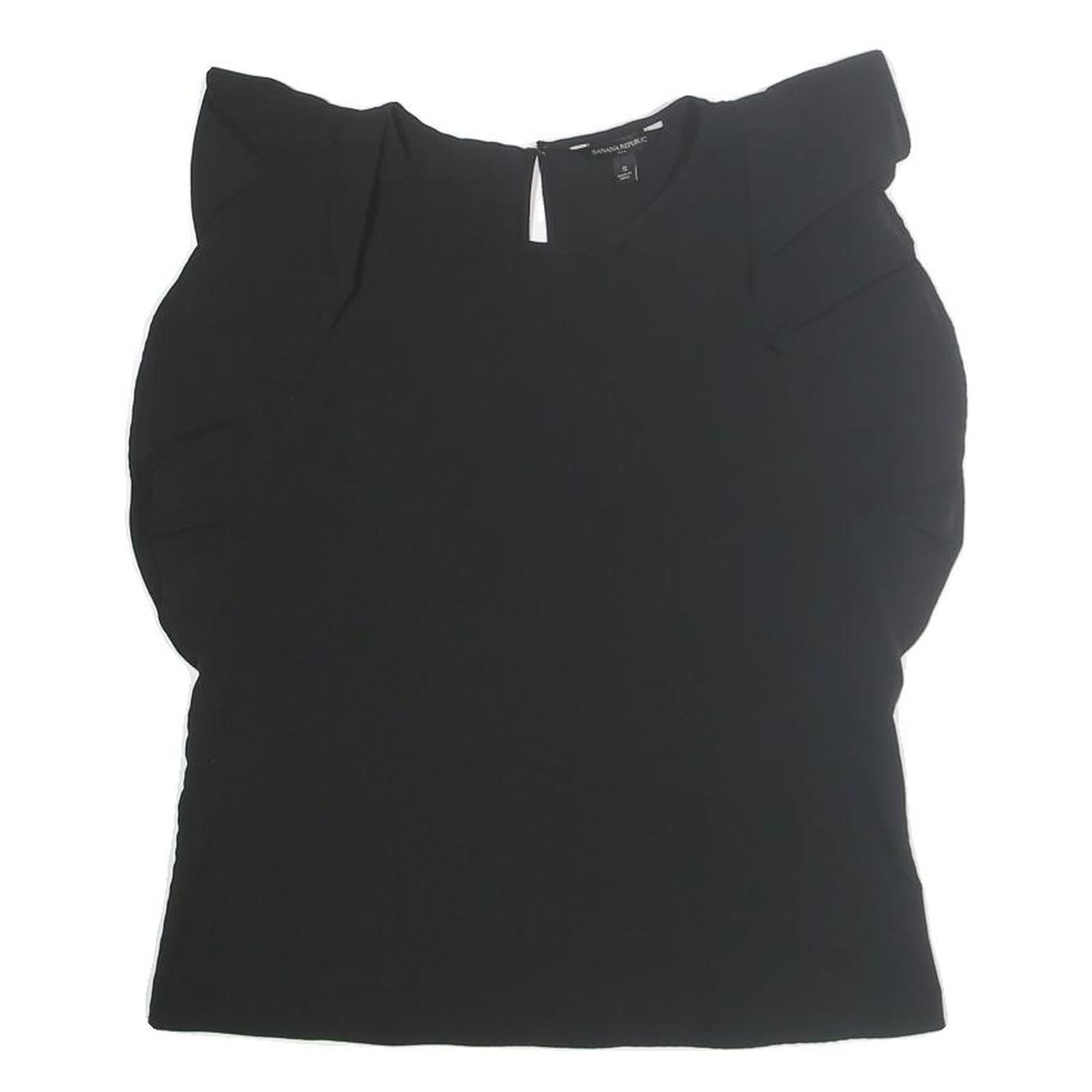 BANANA REPUBLIC Womens Black Basic Puff Sleeve Crew Neck Top S Polyester Refurbished - N/A refurbished available on Cerqular