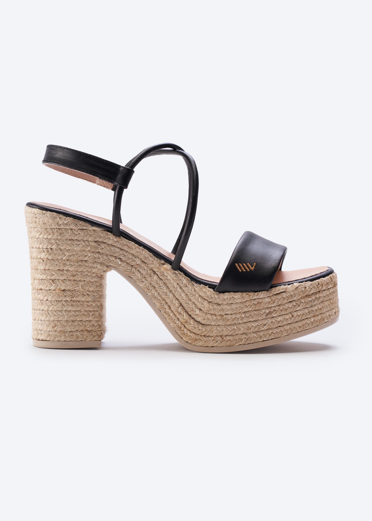 Elia Leather Espadrille Sandal Heels | Color: Black | Size: 7 Refurbished - N/A refurbished available on Cerqular